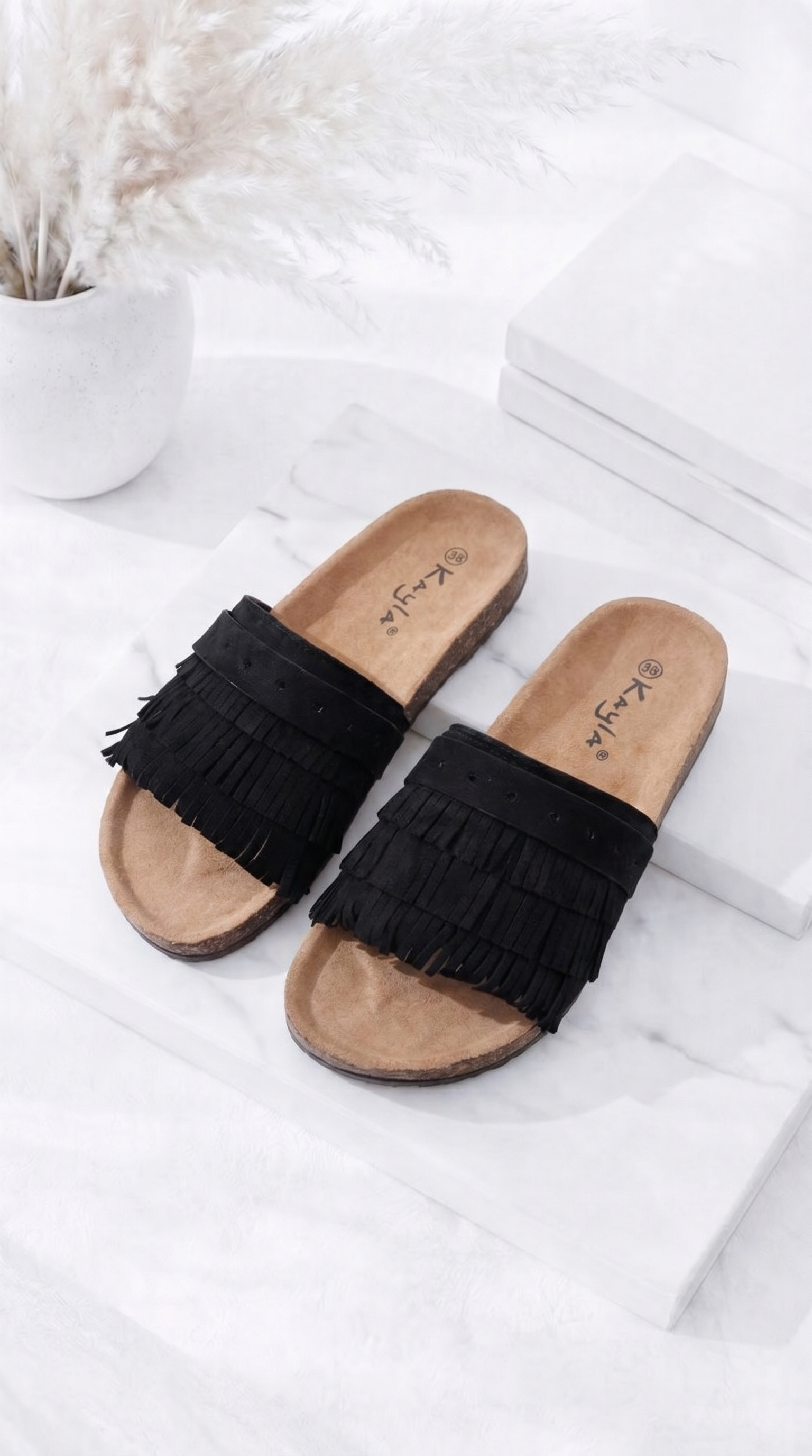 Sandale Fringe Walk *Schwarz*