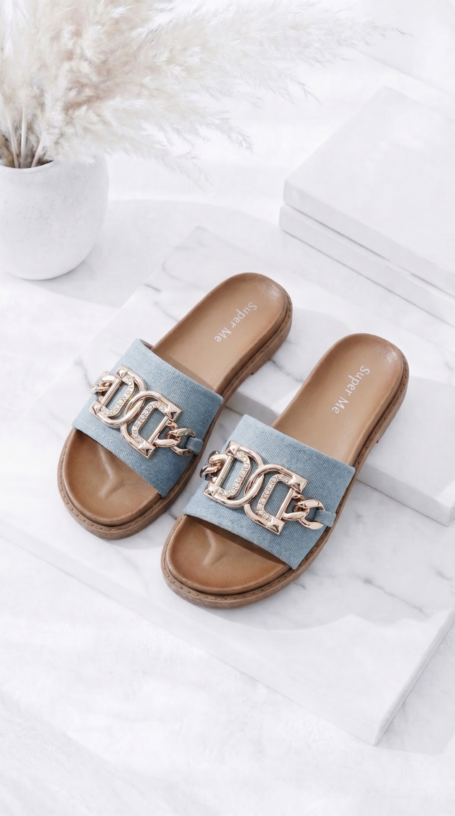 Sandale Gold Chain *Blau*