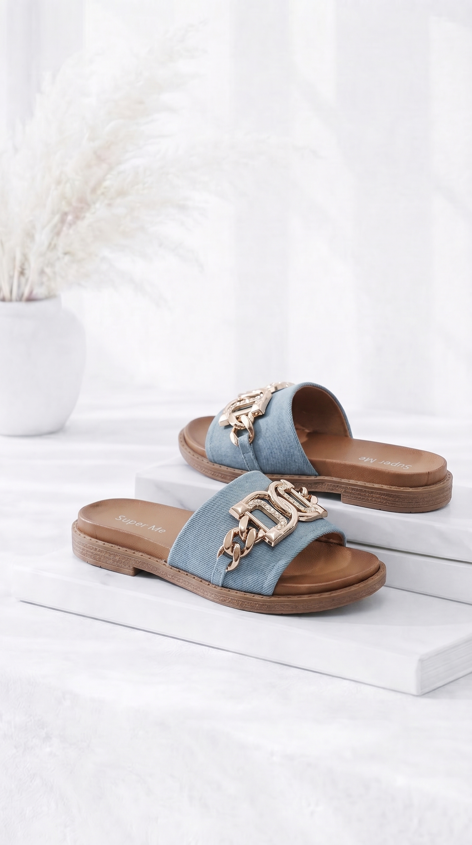 Sandale Gold Chain *Blau*