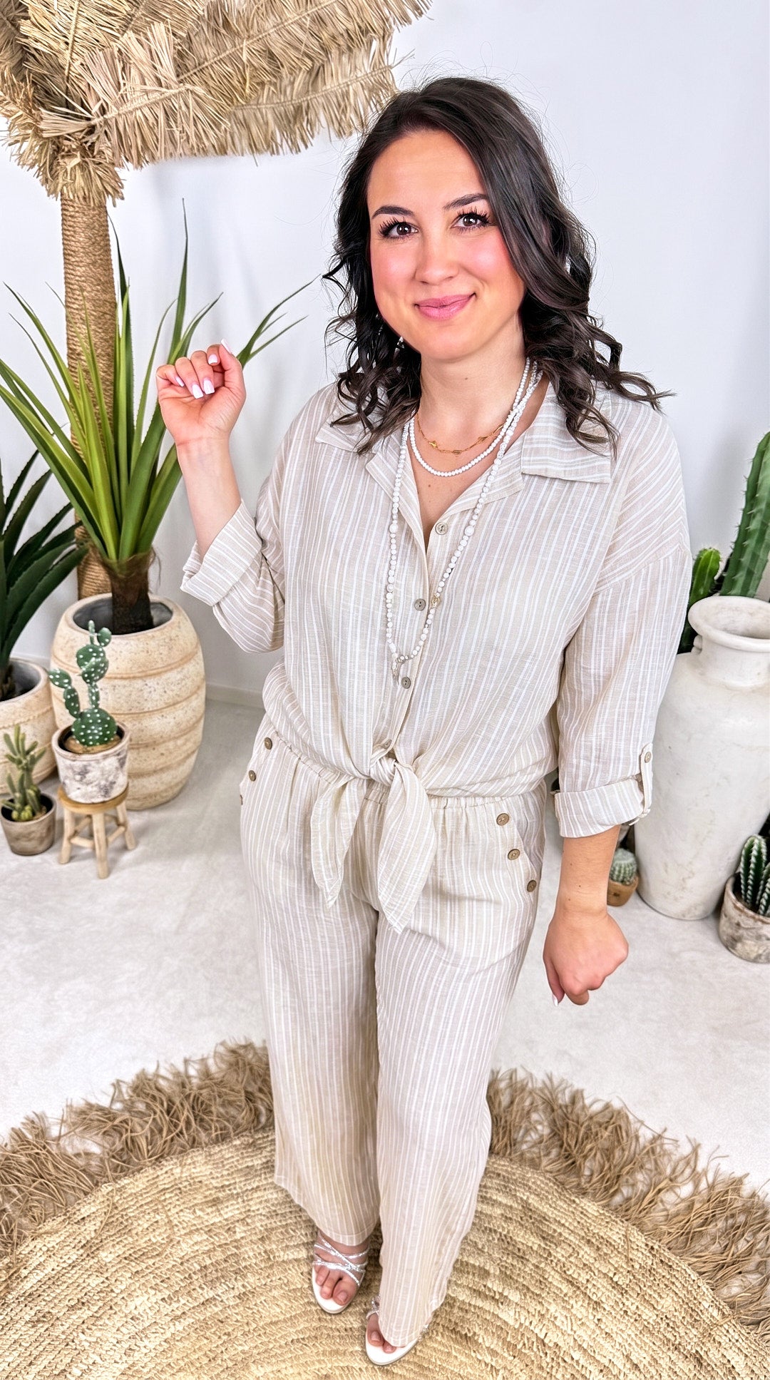 Bluse Boho Stripe *Beige*