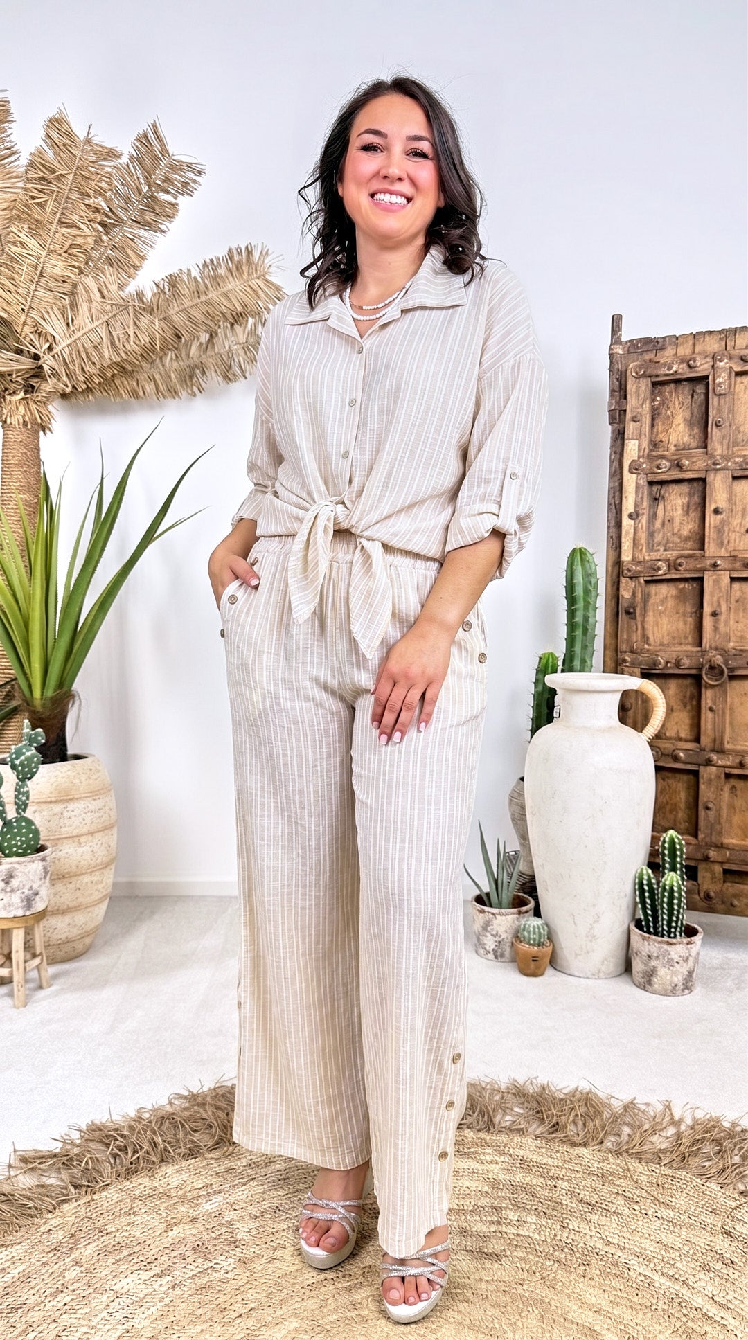 Bluse Boho Stripe *Beige*