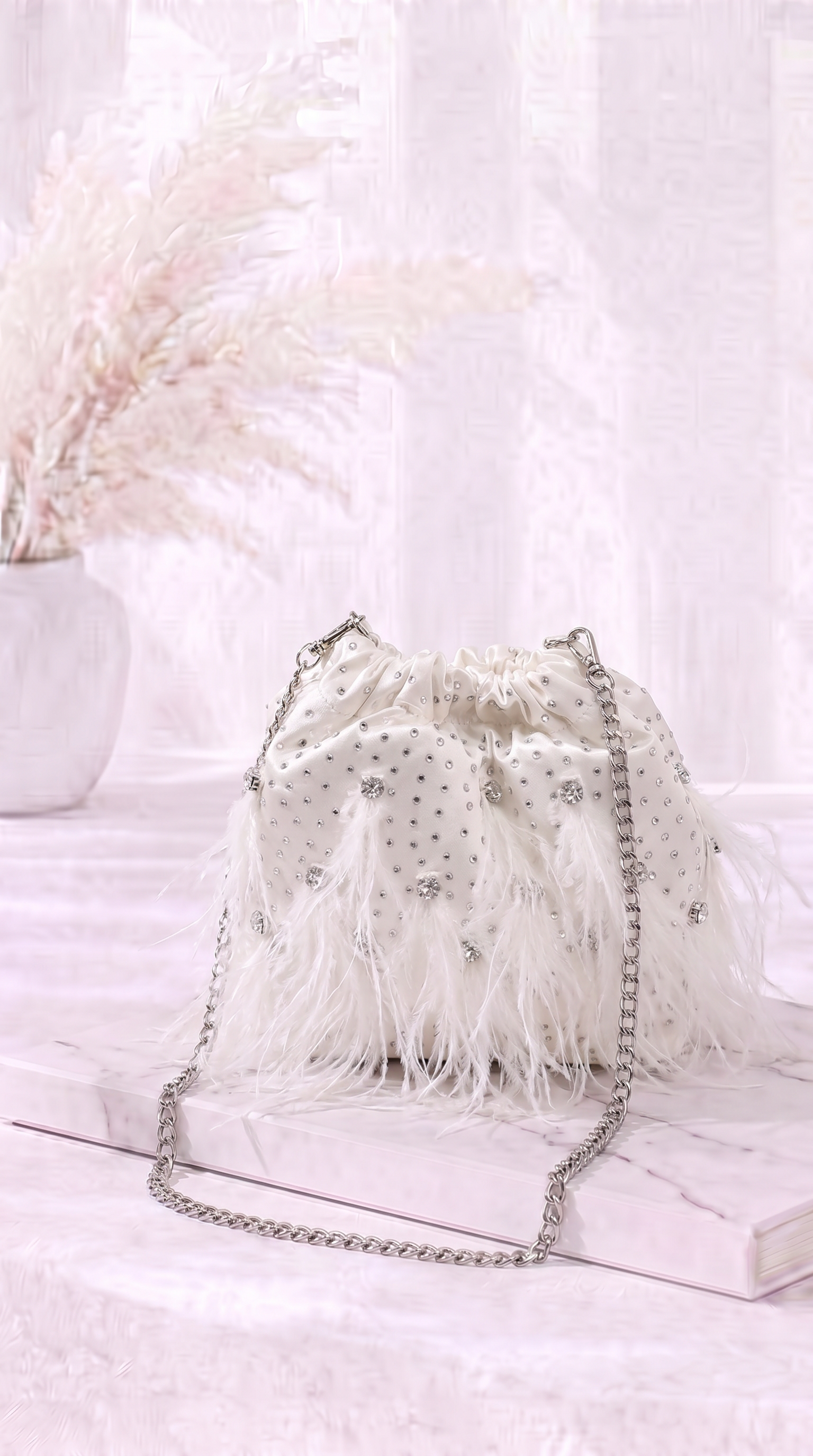 Kleine Handtasche Crystal Feather *Weiß*