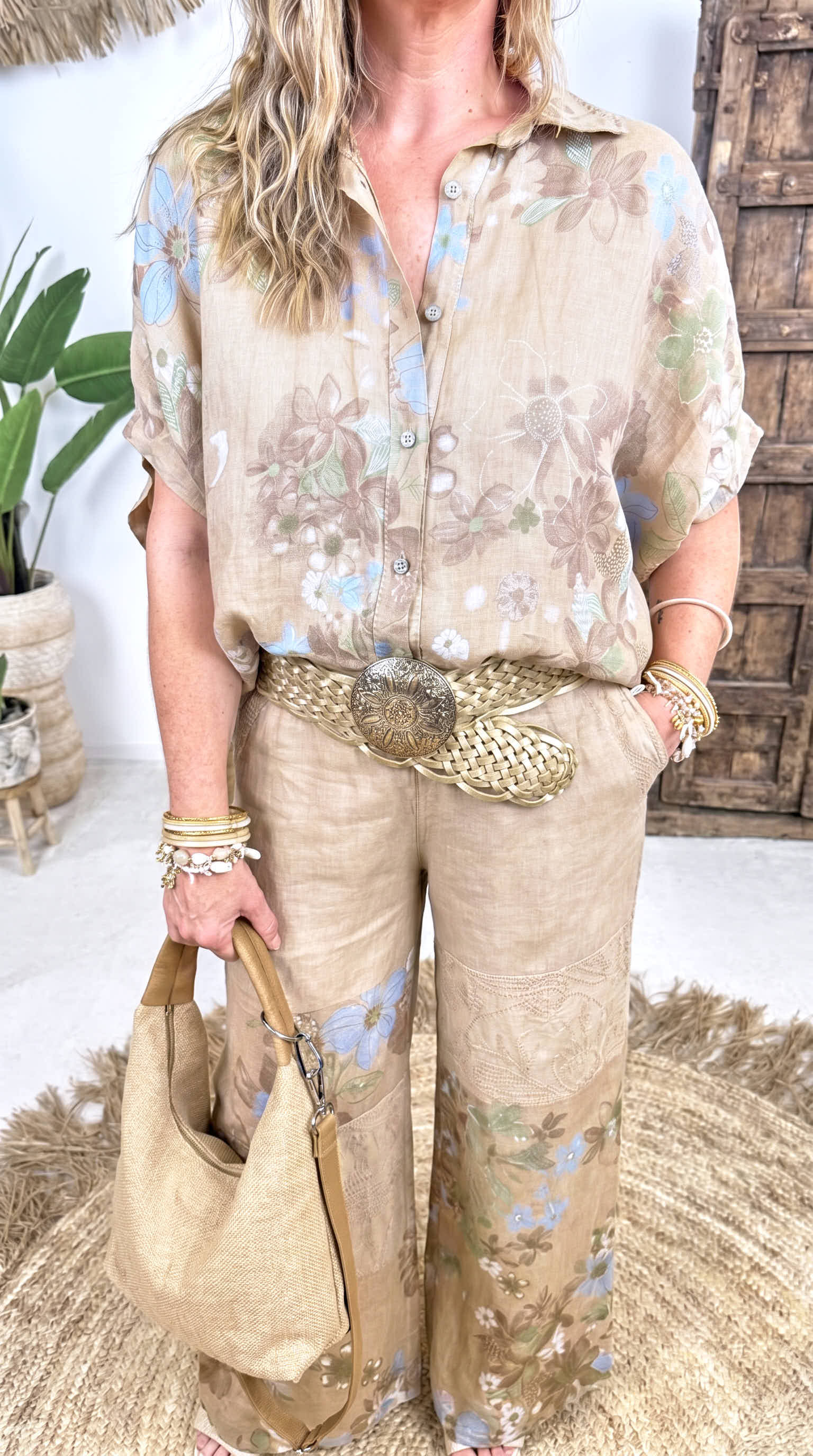 Leinen Bluse Country Bloom *Beige*