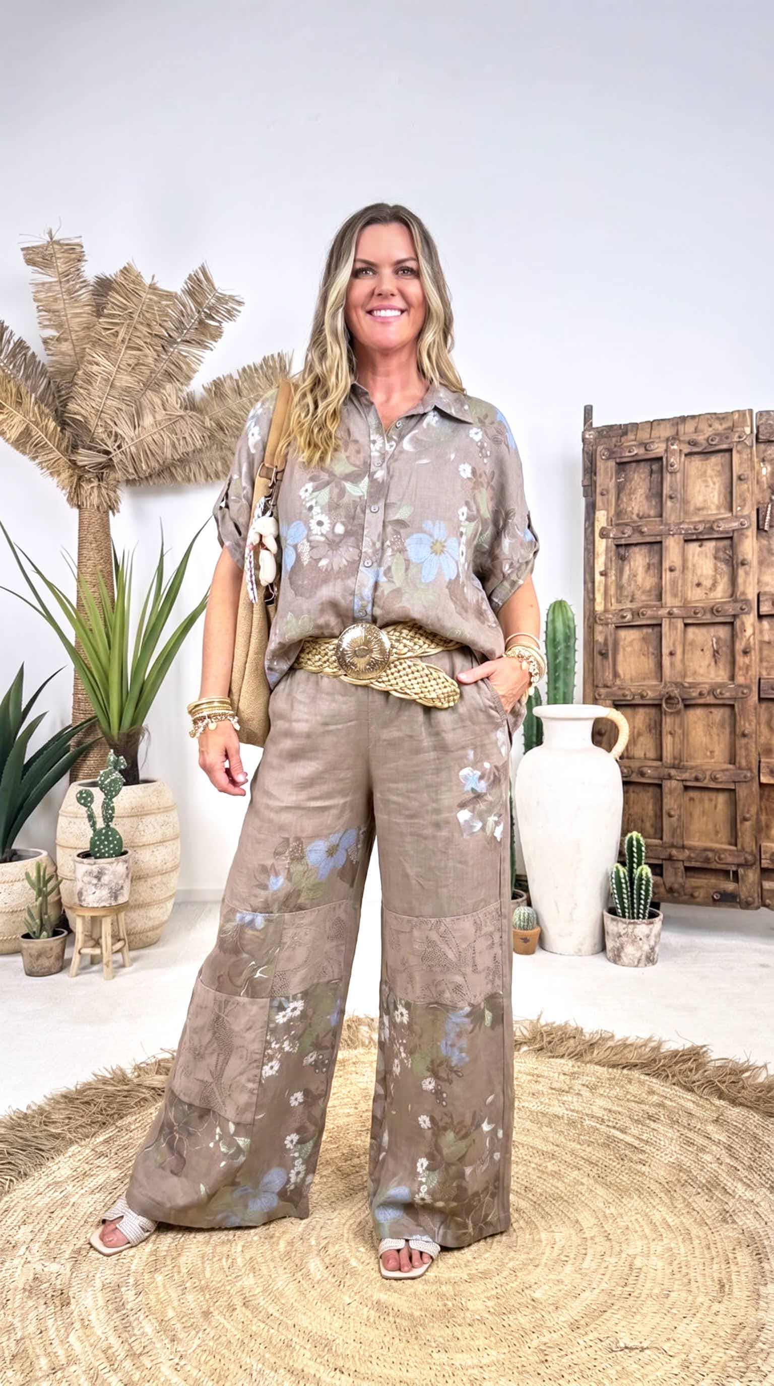 Weite Leinenhose Country Bloom *Taupe*