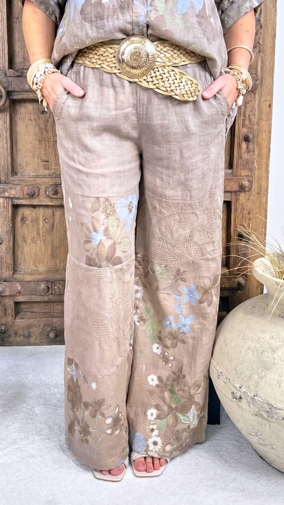 Weite Leinenhose Country Bloom *Taupe*