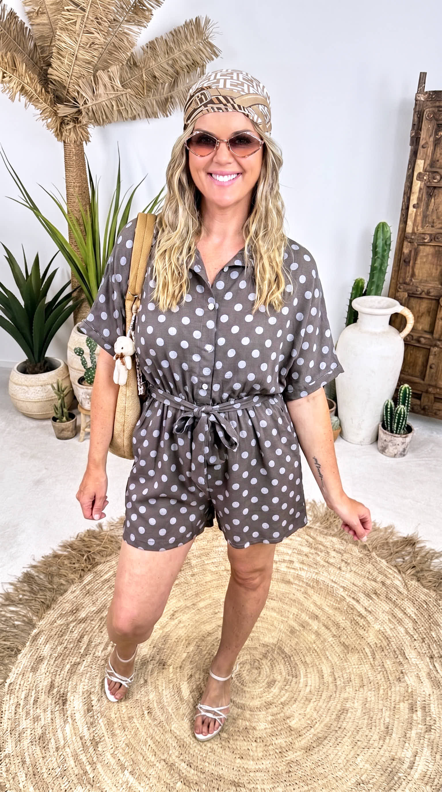Kurzer Jumpsuit Midnight Pois *Schoko*