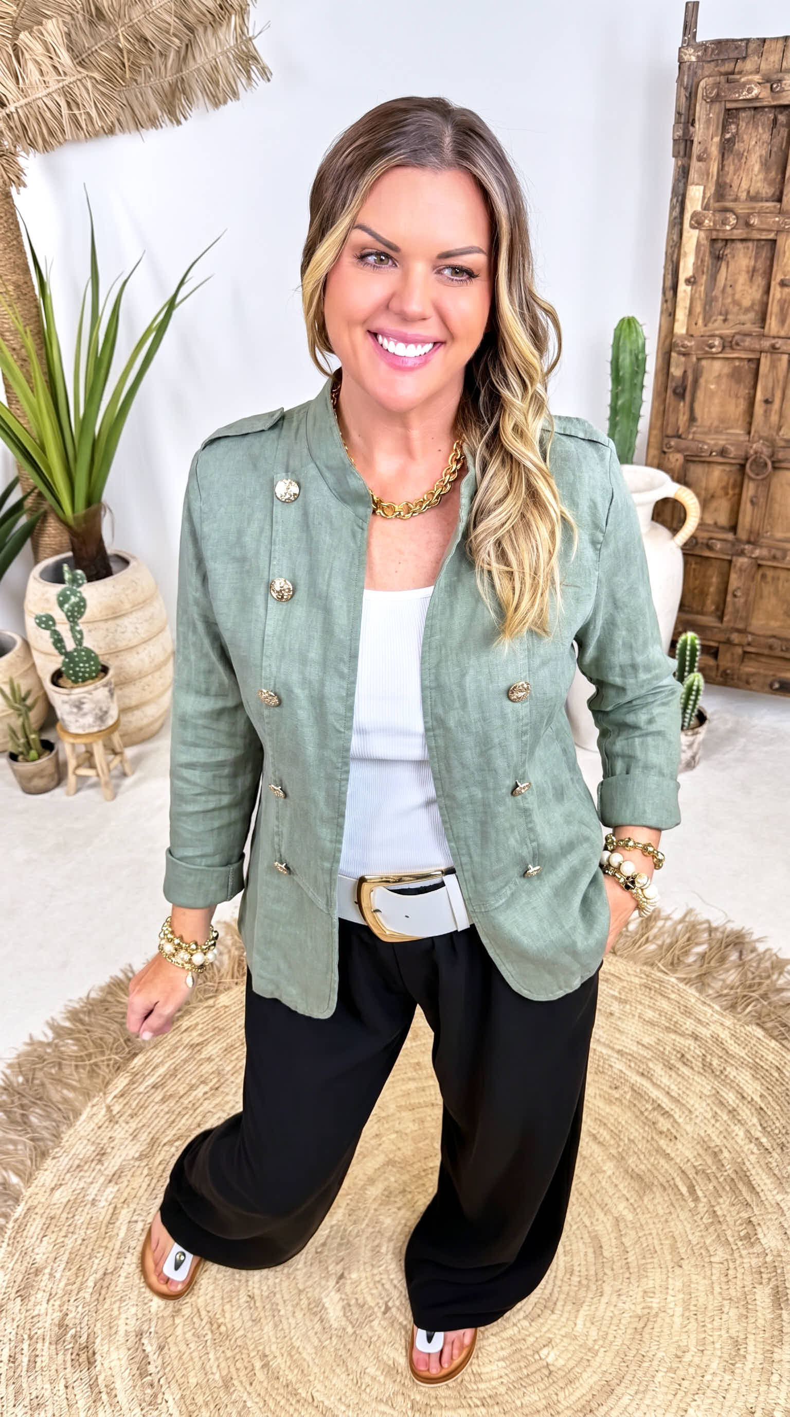 Leinen Jacke Soft Military *Khaki*