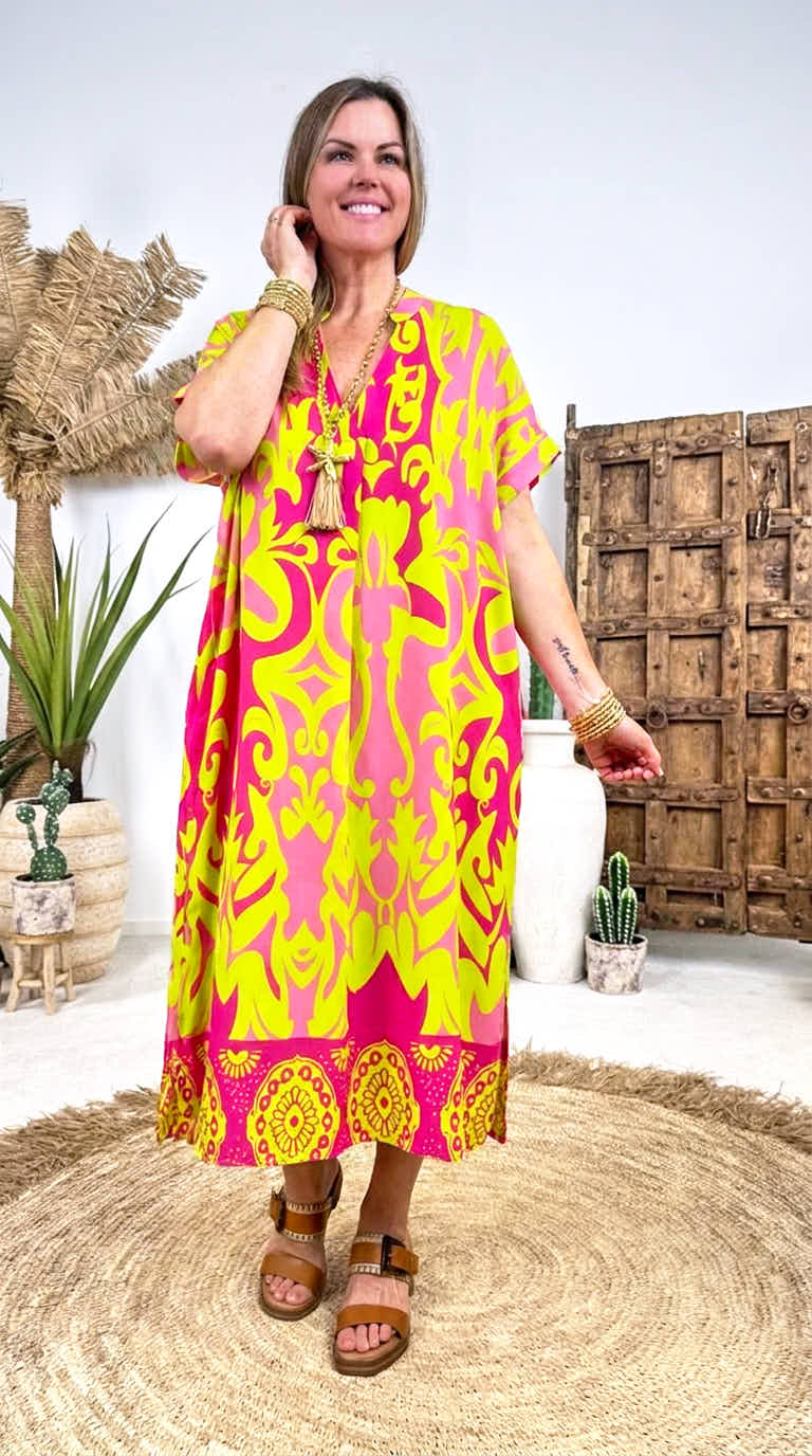 Kleid Happy Splash *Pink/Grün*