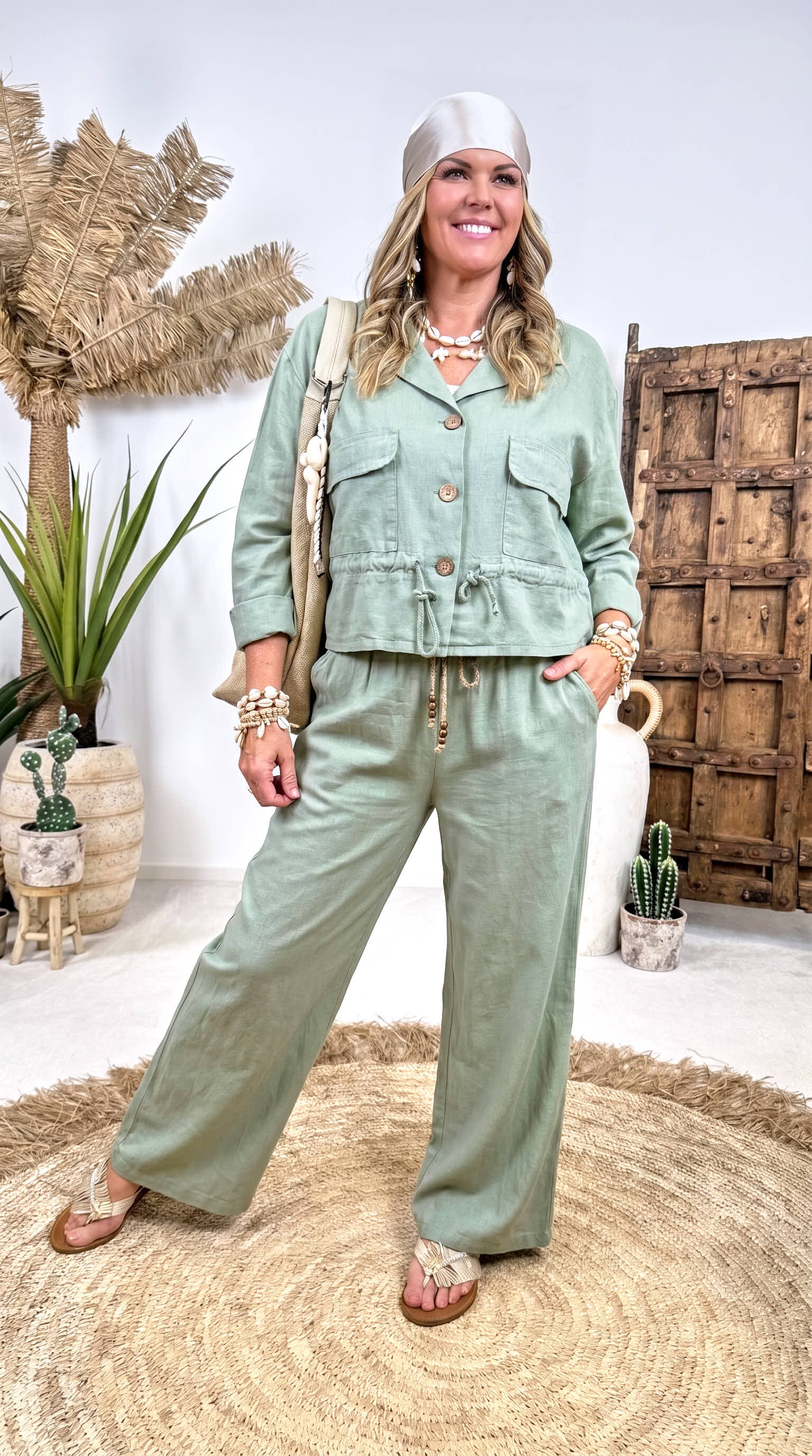 Leinen-Hose Relaxed Holiday *Khaki*