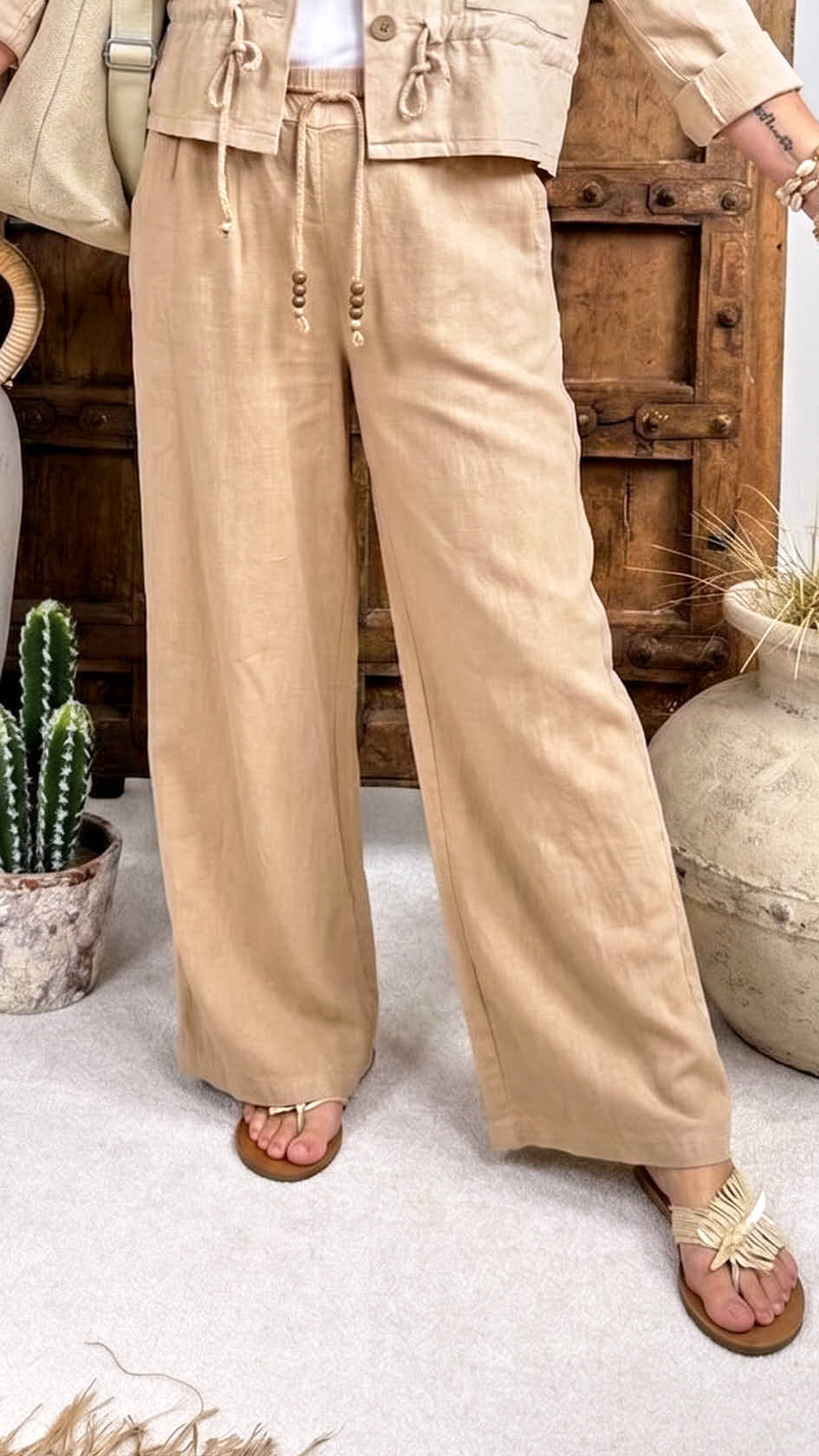 Leinen-Hose Relaxed Holiday *Camel*