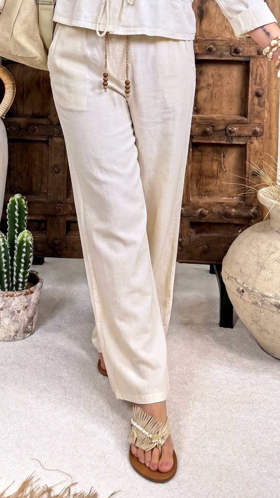 Leinen-Hose Relaxed Holiday *Creme*