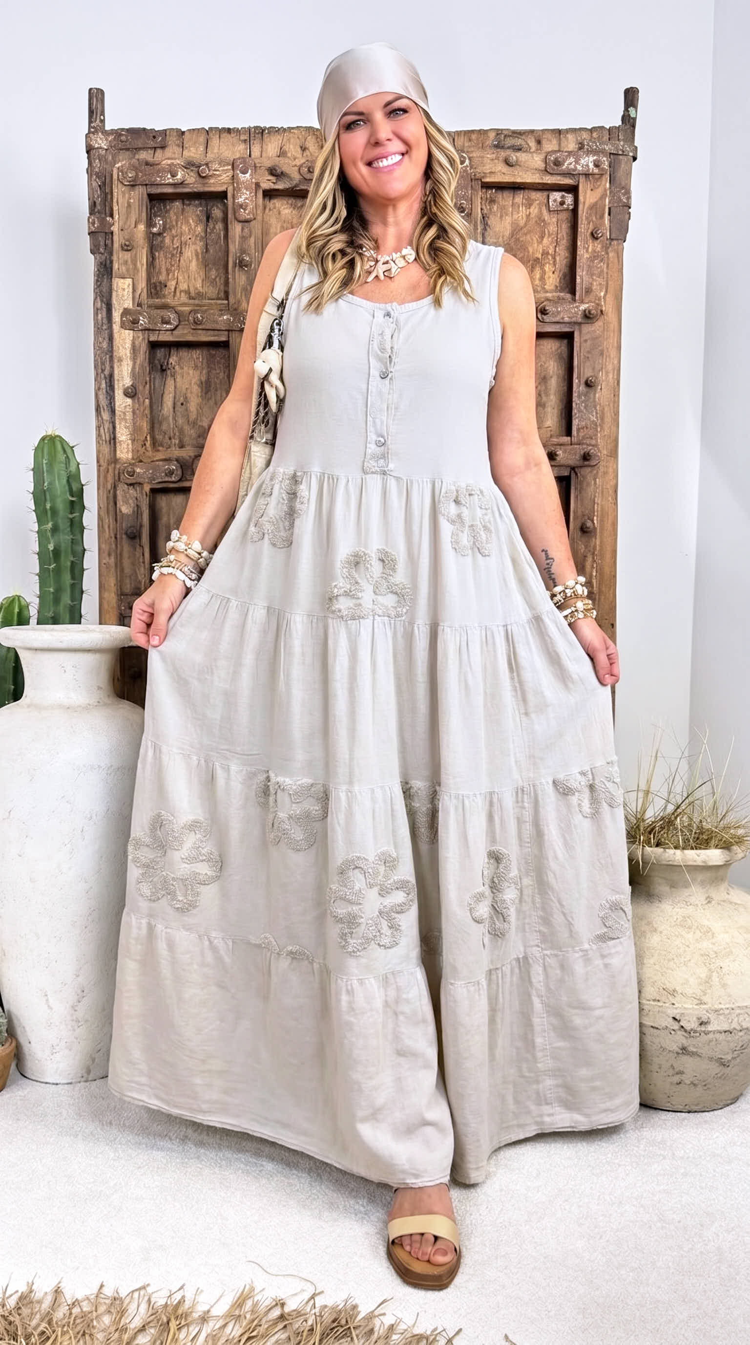 Langes Kleid Flower Soul *Beige*