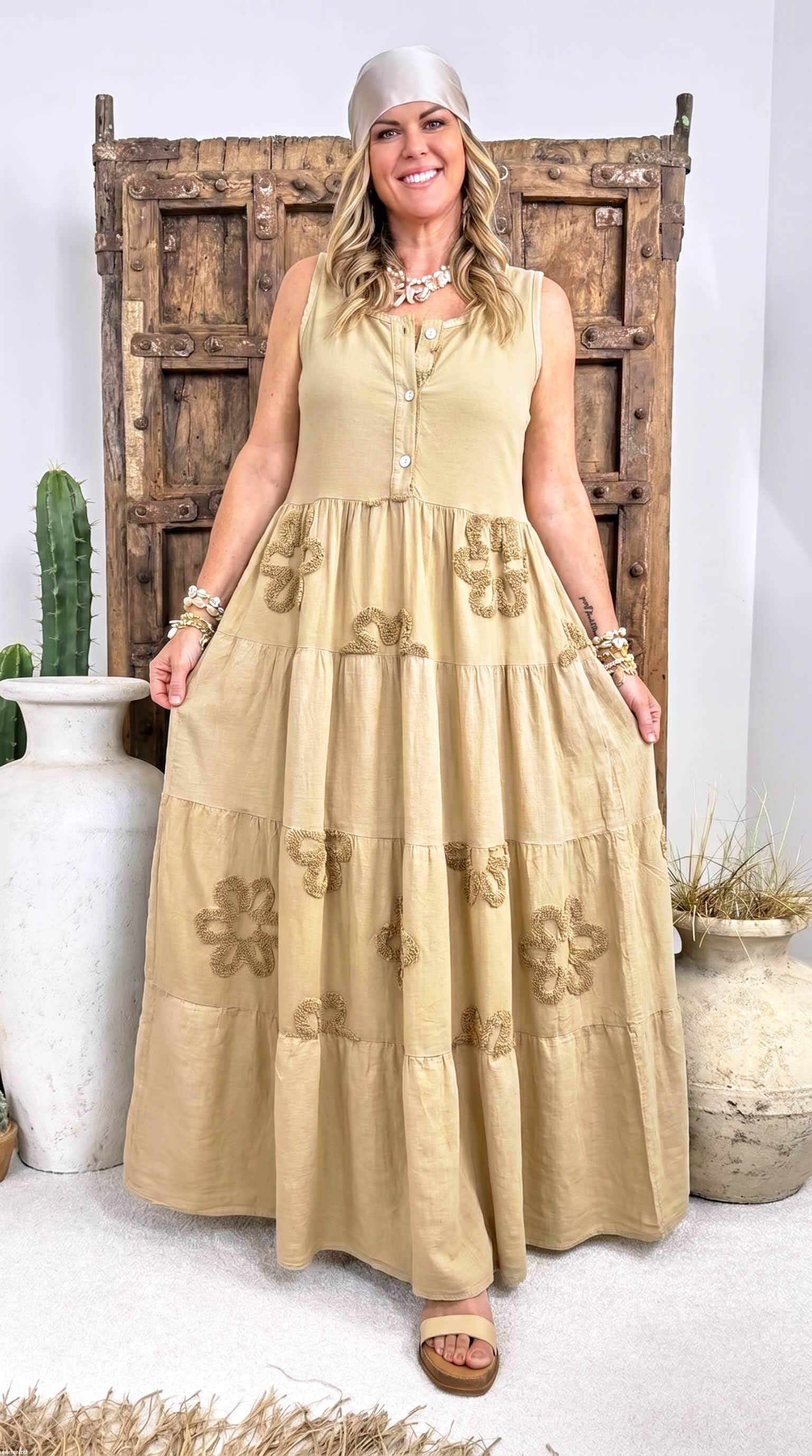 Langes Kleid Flower Soul *Camel*