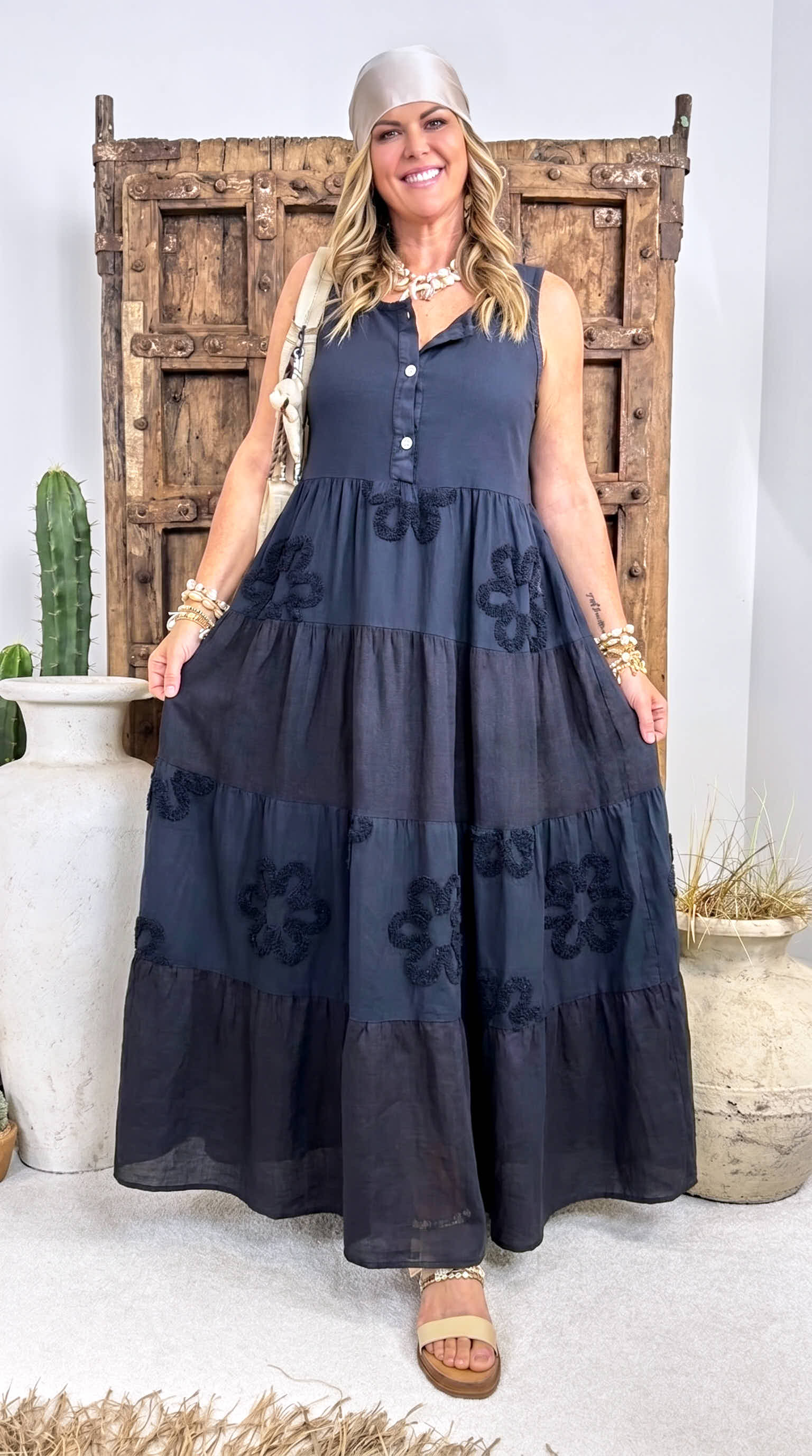 Langes Kleid Flower Soul *Schwarz*