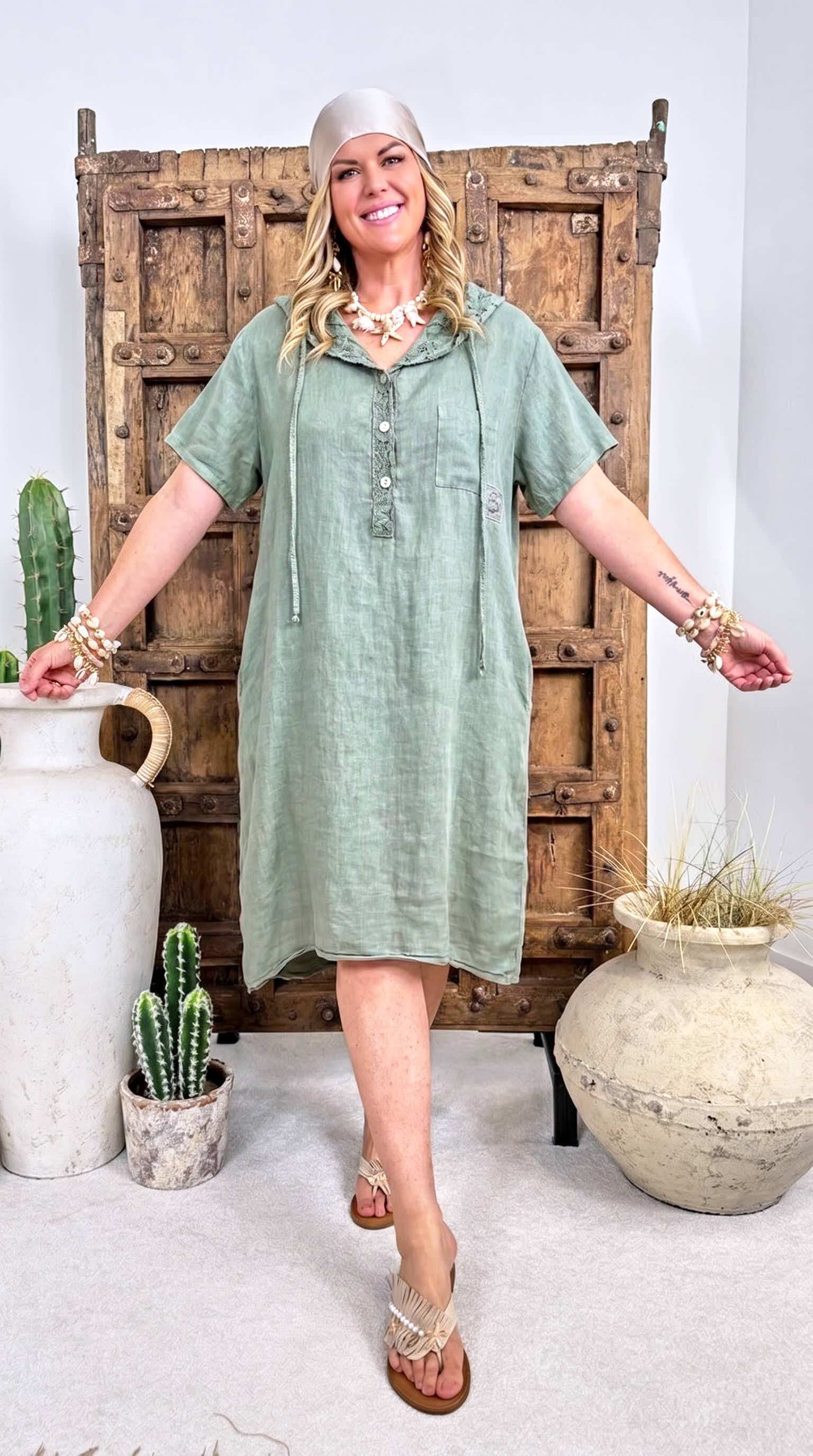 Leinen-Kleid Casual Romance *Khaki*