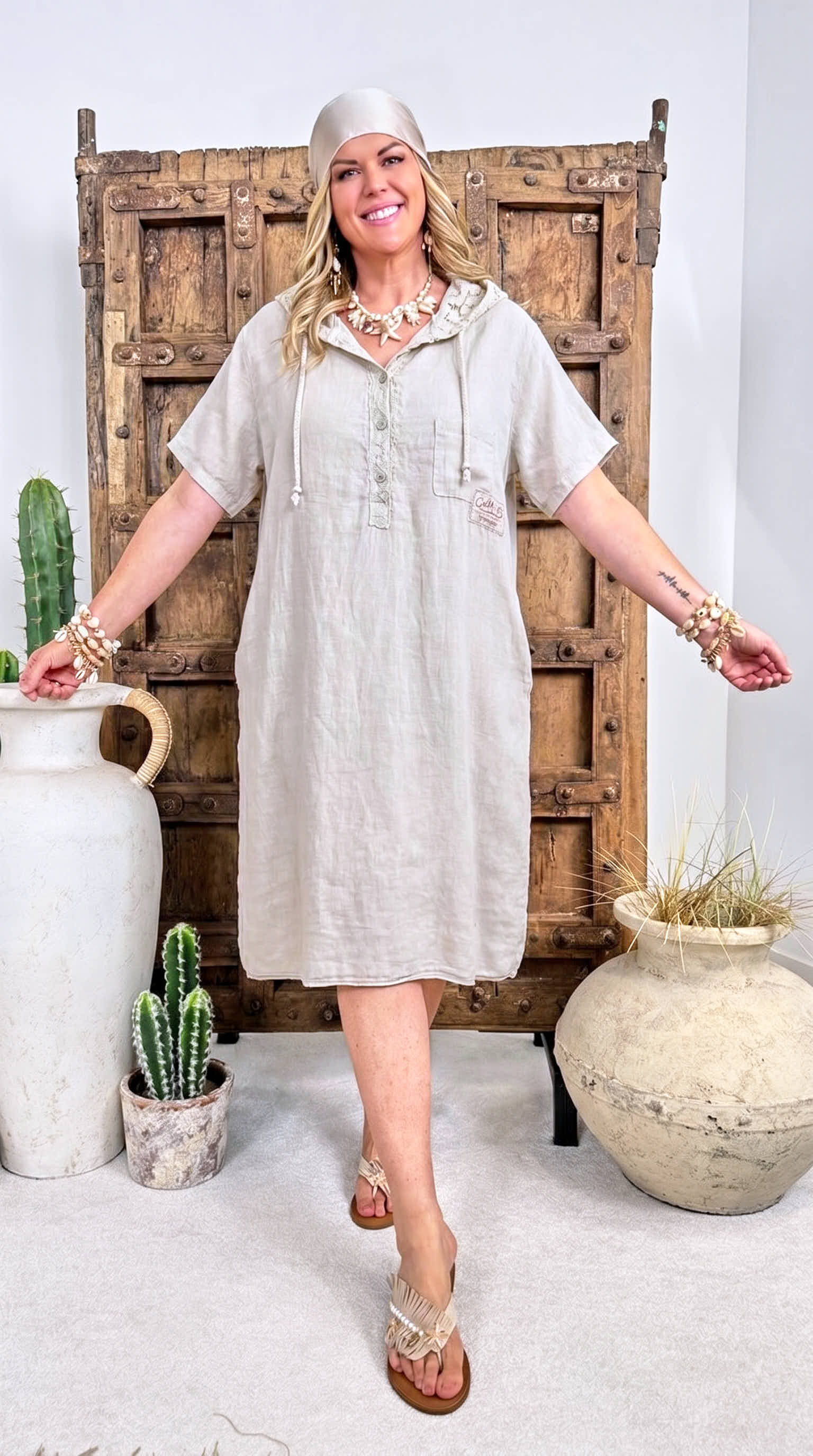 Leinen-Kleid Casual Romance *Beige*