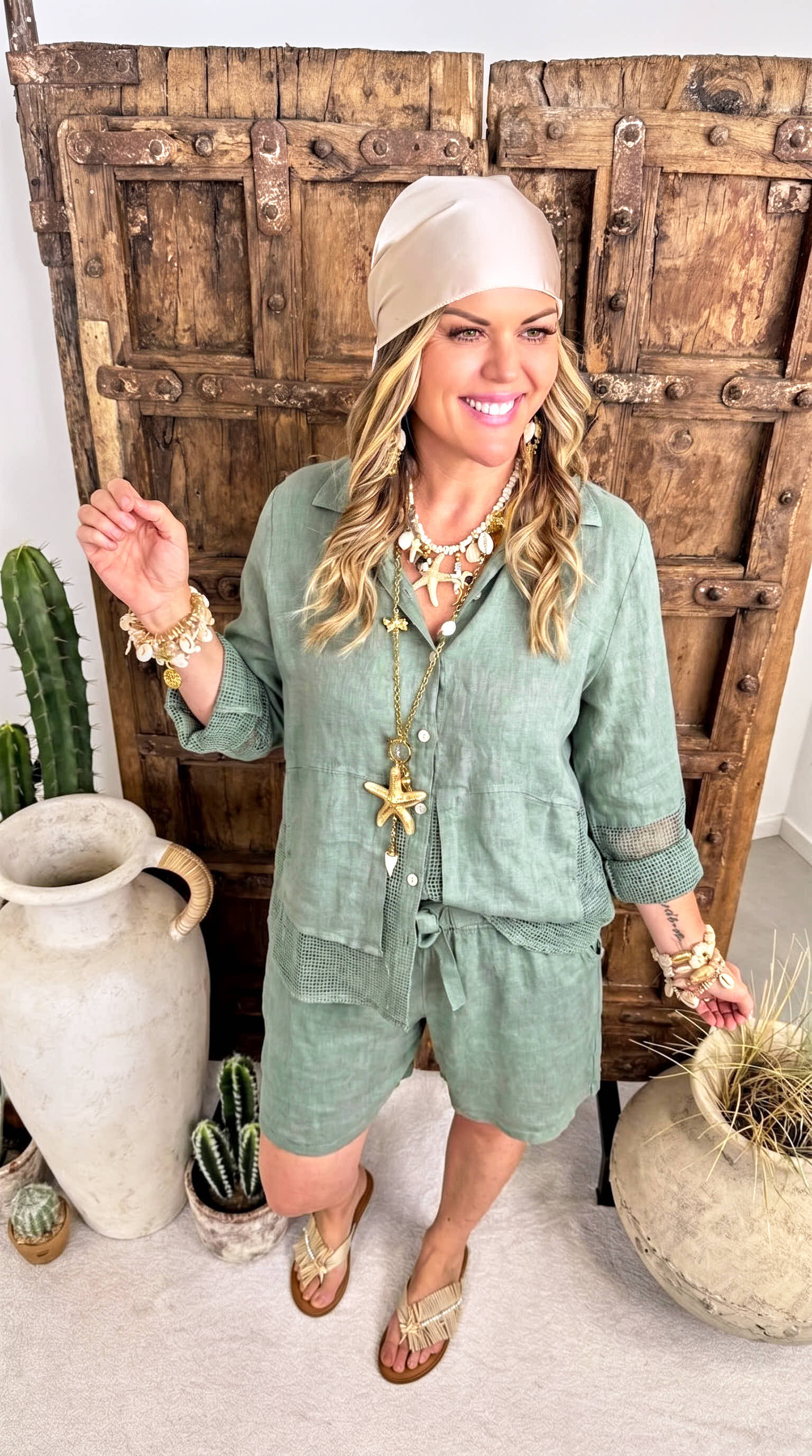 Leinen-Bluse Lovely Moment *Khaki*