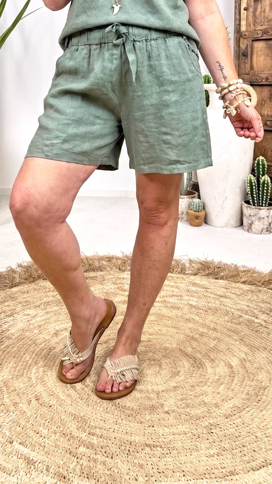Kurze Leinenhose Sunny Love *Khaki*