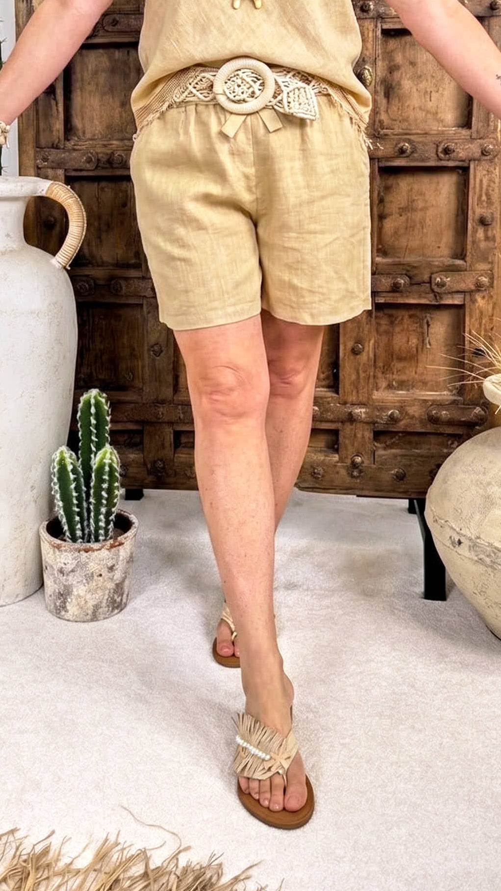 Kurze Leinenhose Sunny Love *Camel*