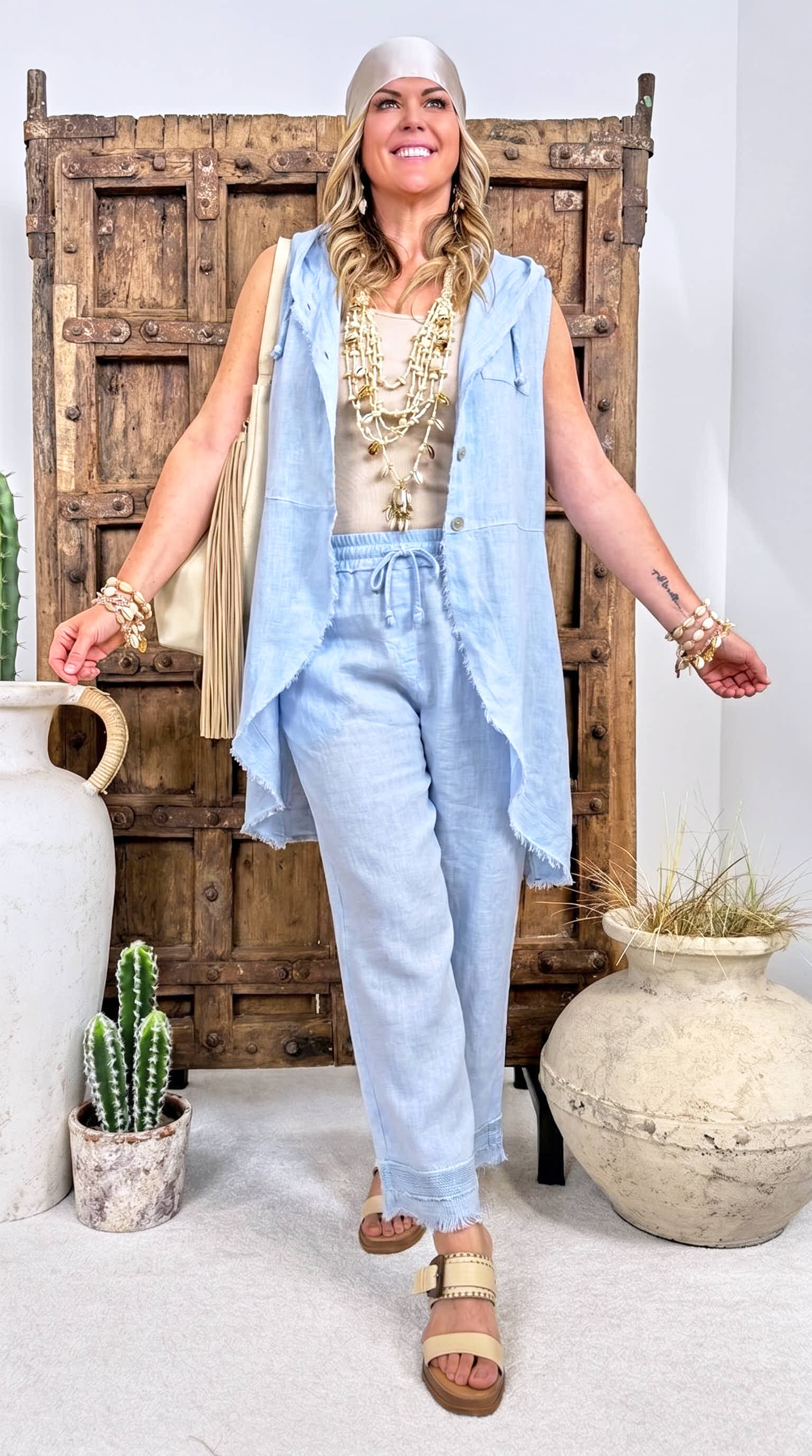Leinen-Hose Boho Darling *Hellblau*