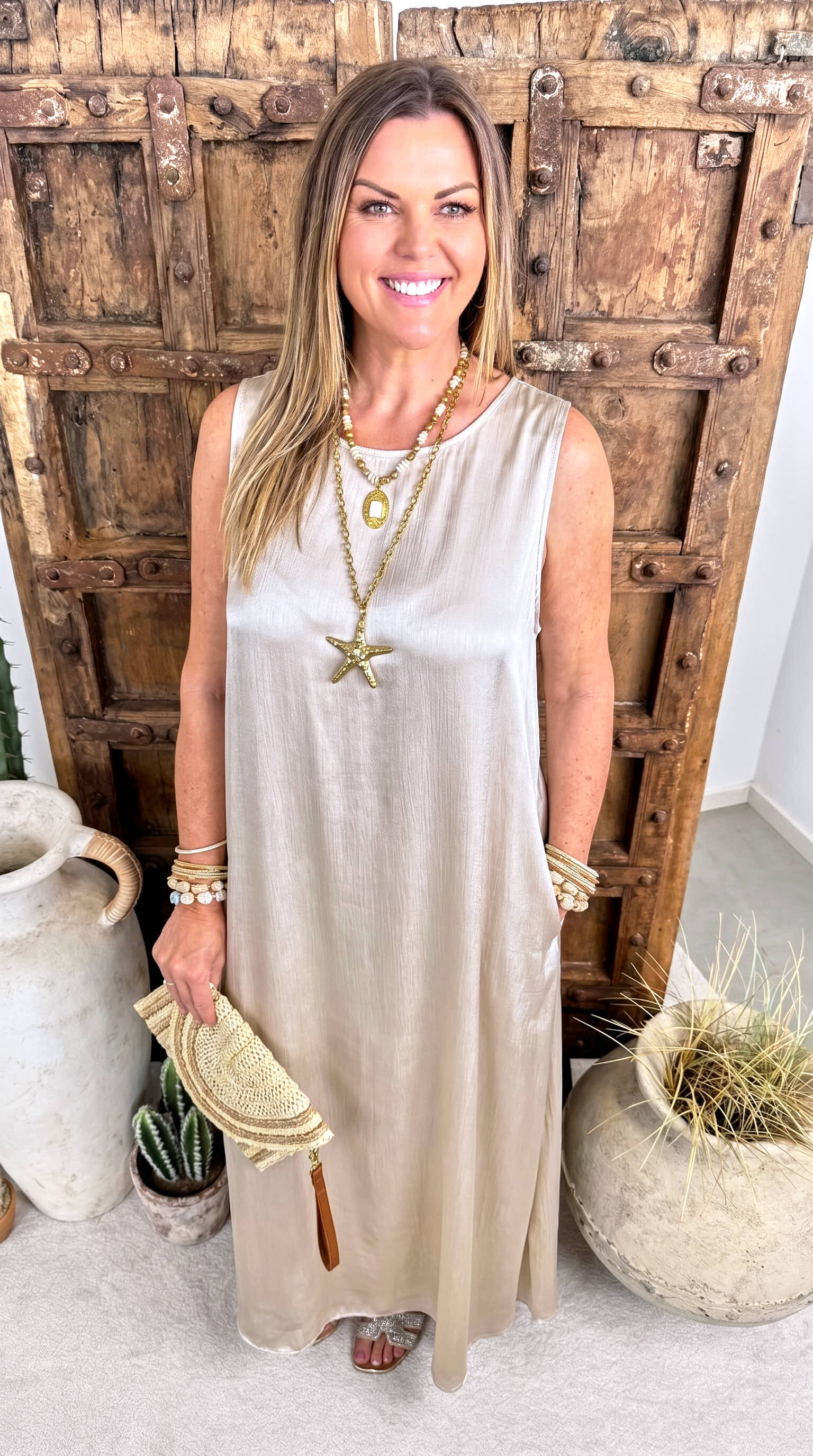Langes Kleid Minimal Queen *Creme*