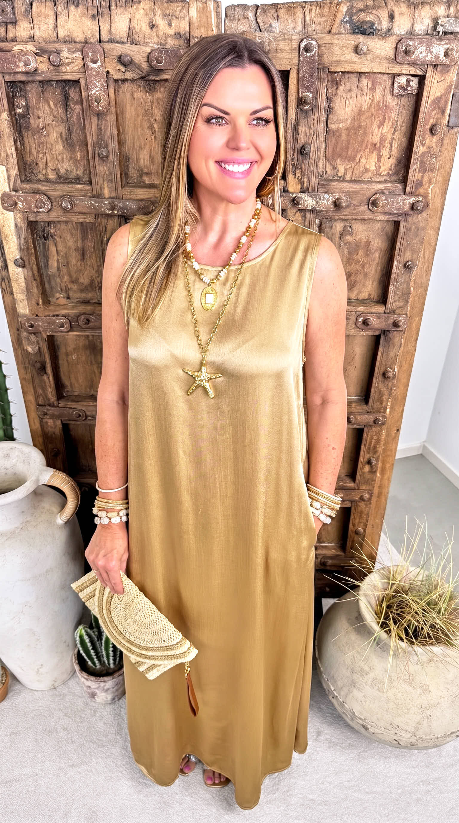 Langes Kleid Minimal Queen *Camel*