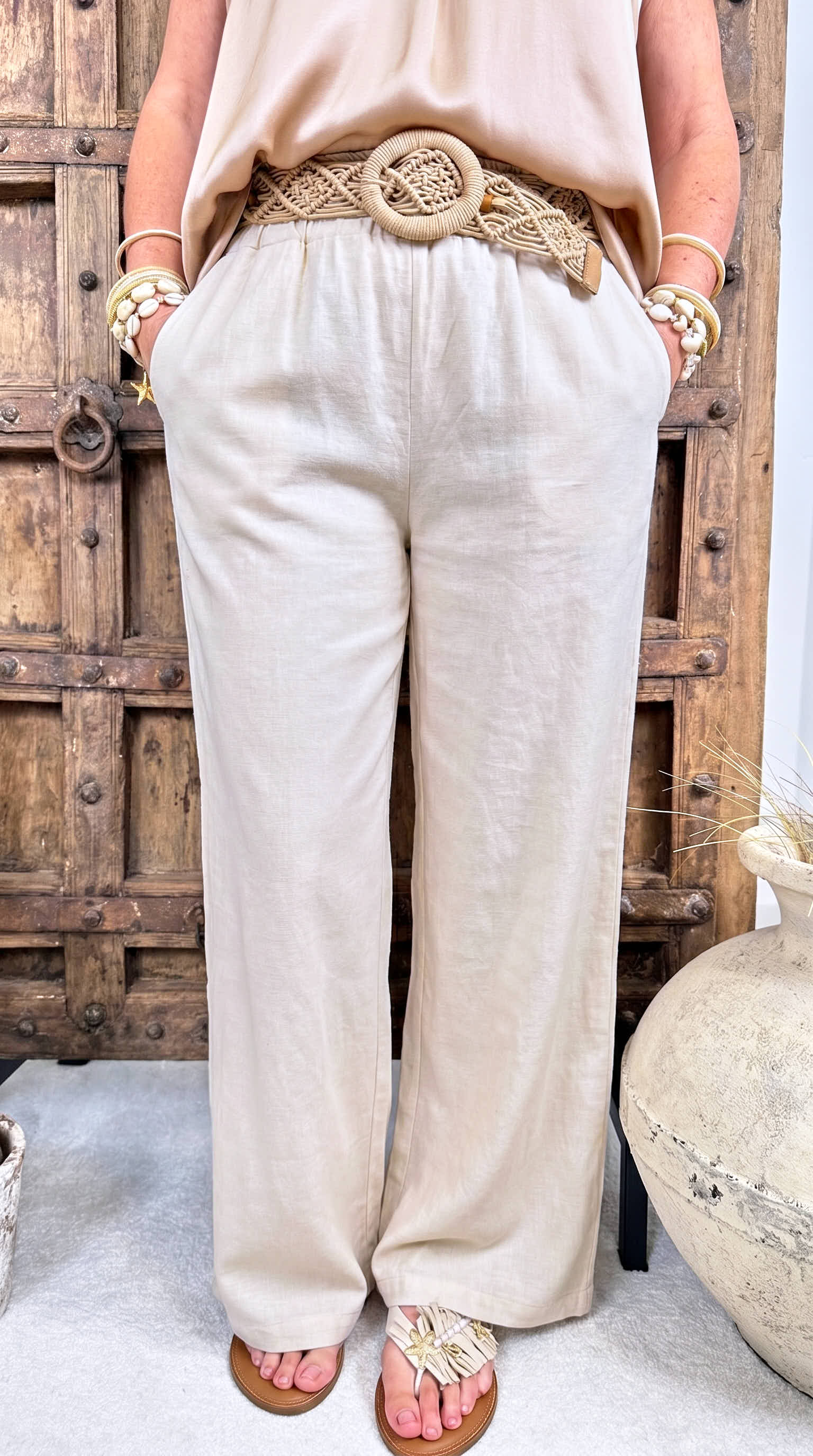 Weite Leinen-Hose Spirit Ease *Creme*