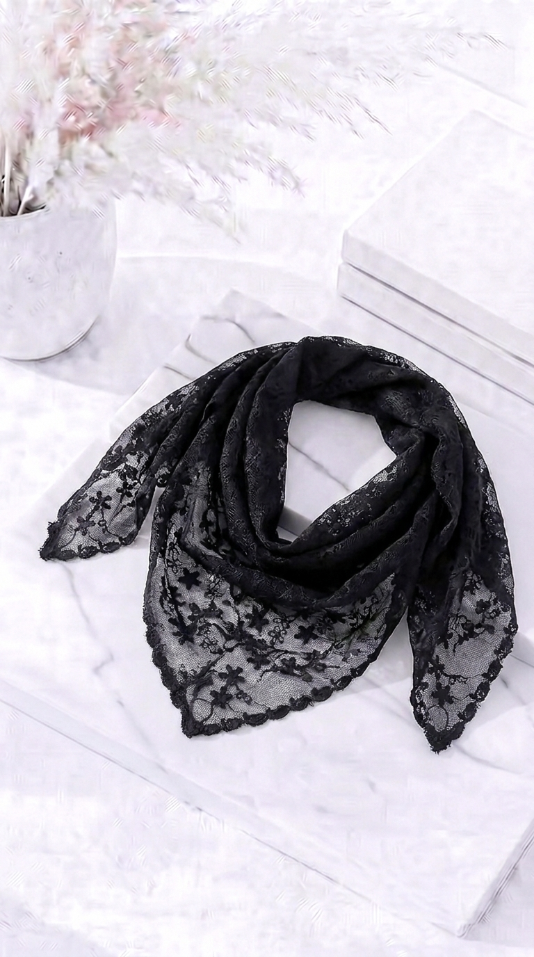 Spitzentuch Vintage Lace *Schwarz*