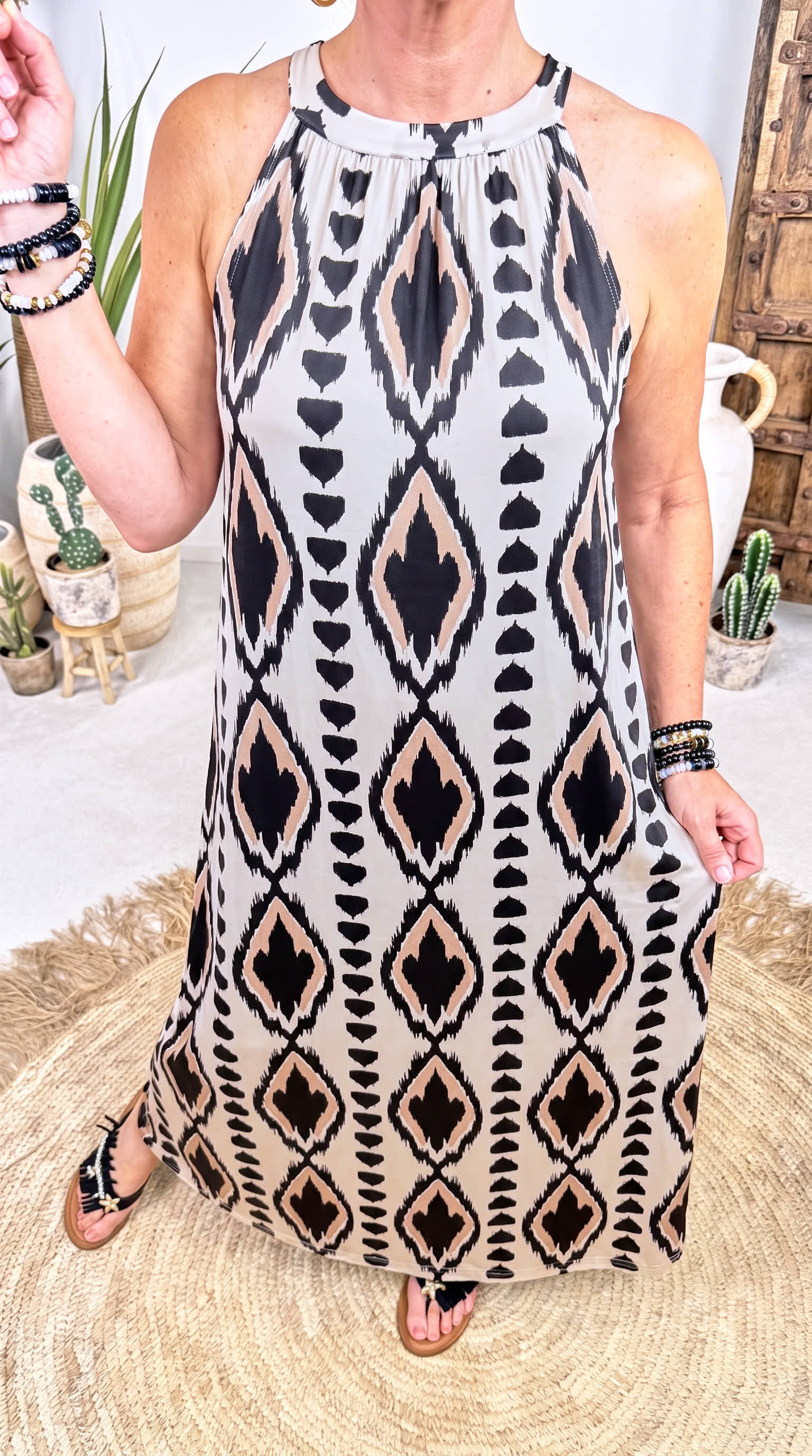 Langes Kleid Moon Essence  *Schwarz/Weiß*
