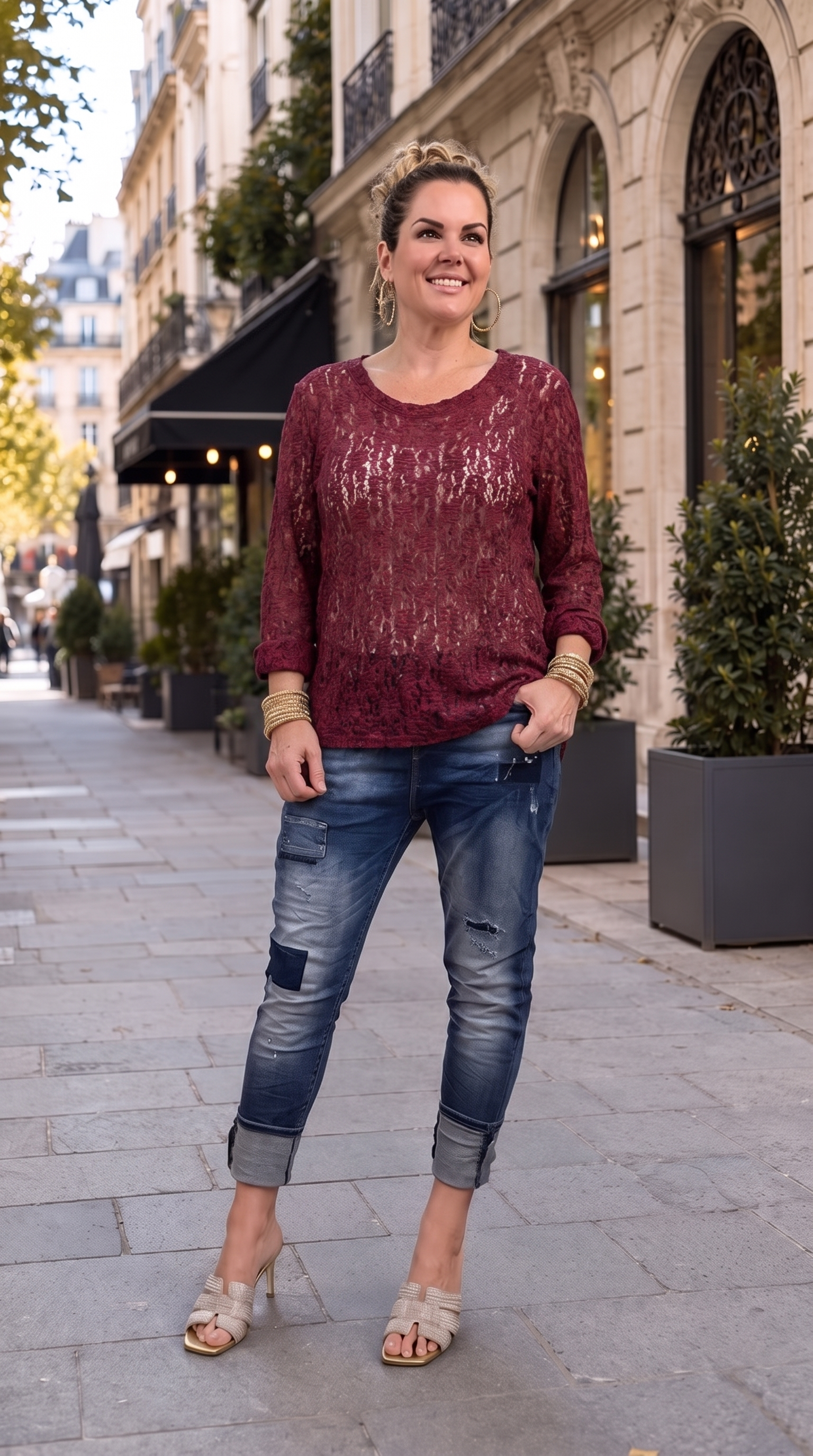 Spitzenshirt Moonlace *Bordeaux*