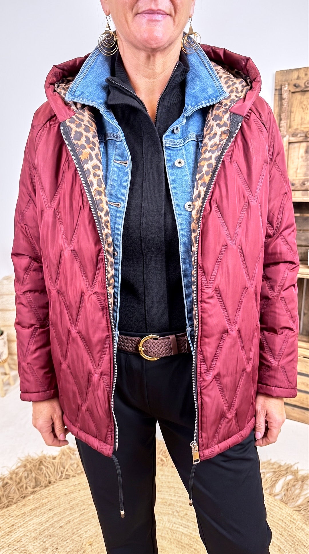 Steppjacke Leopard Lining *Bordeaux*