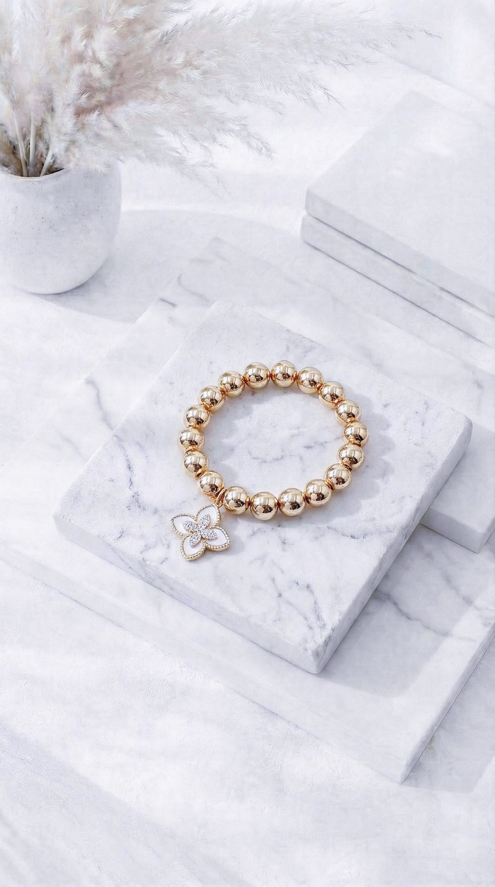 Perlenarmband Perlmutt Flower *Gold*