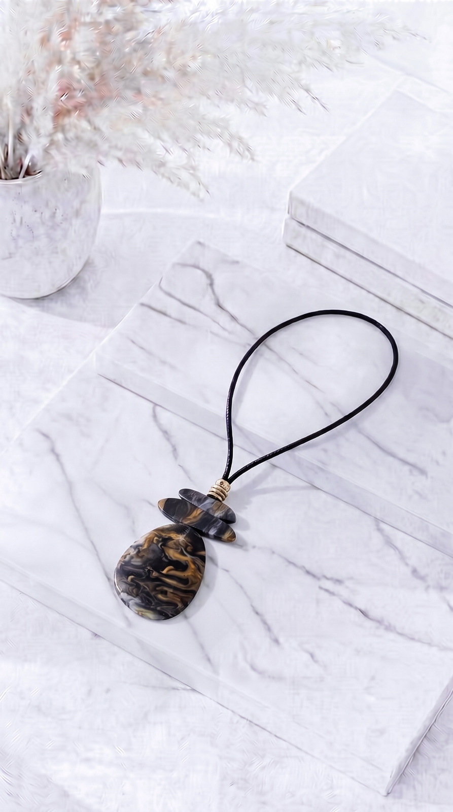 Lange Halskette Capri Marble *Schwarz*