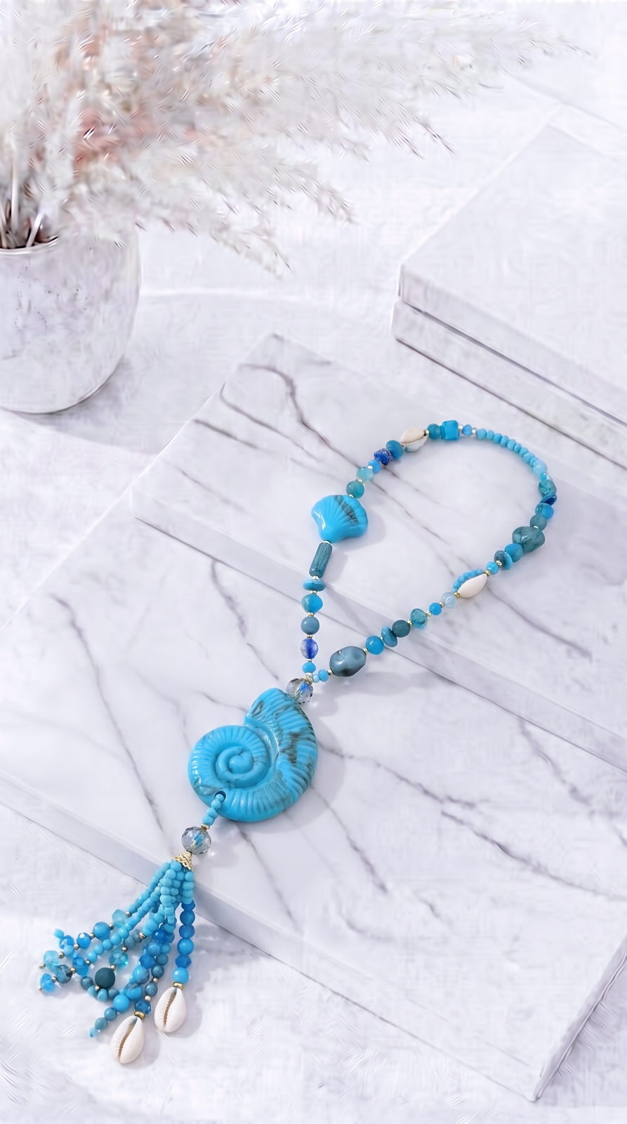 Lange Halskette Ocean Statement *Blau*