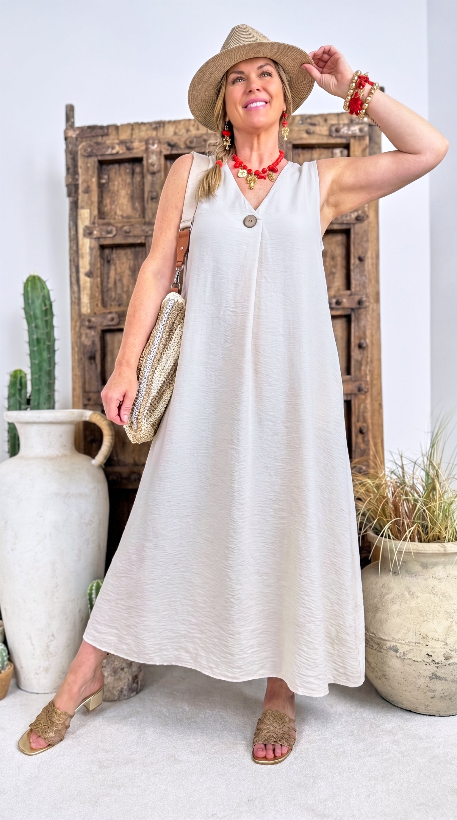 Langes Kleid Aura Touch *Beige*