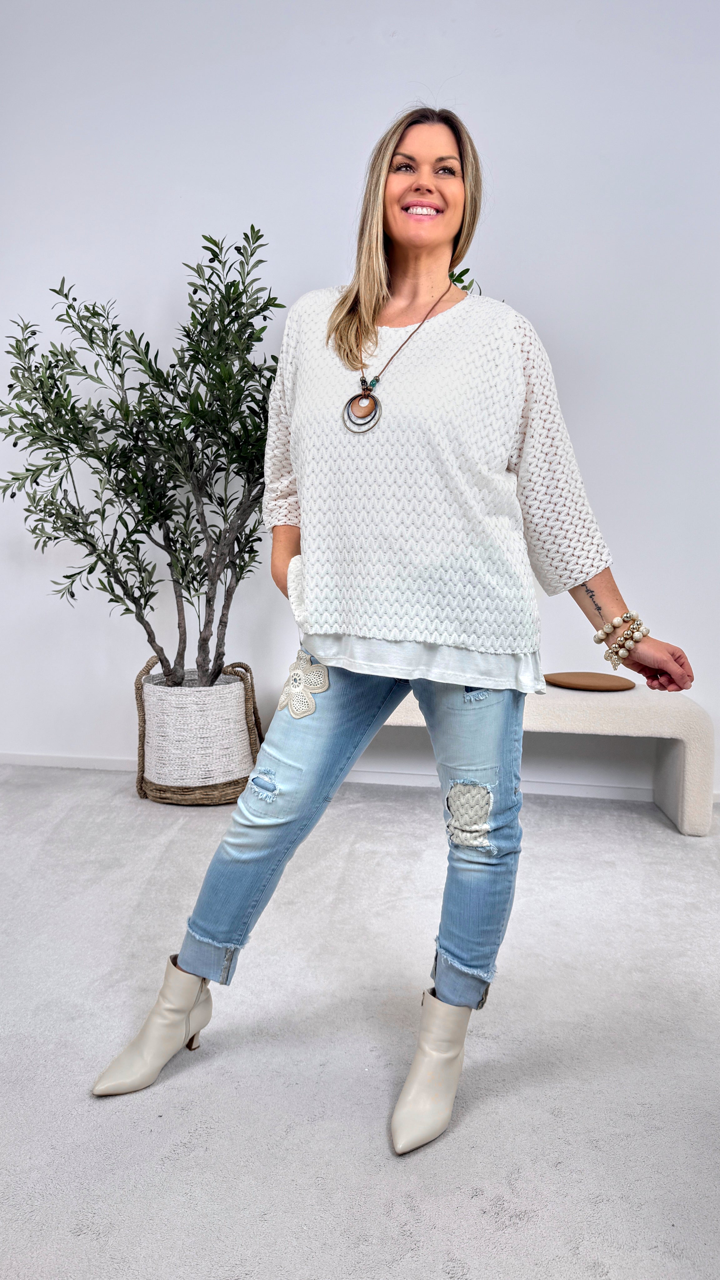 Langarmshirt Portofino Whisper *Weiß*