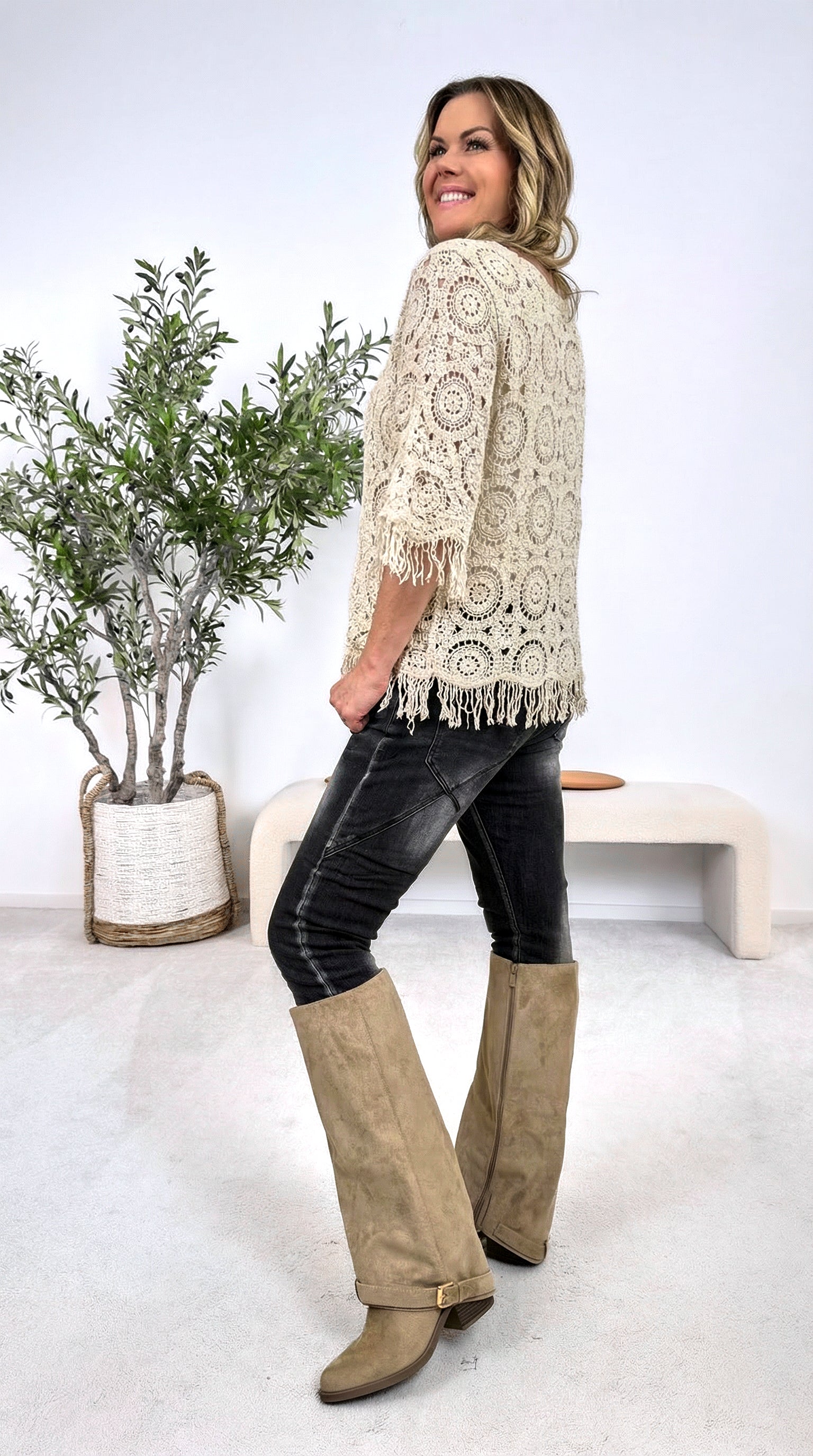 Häkelshirt Ibiza Queen *Beige*