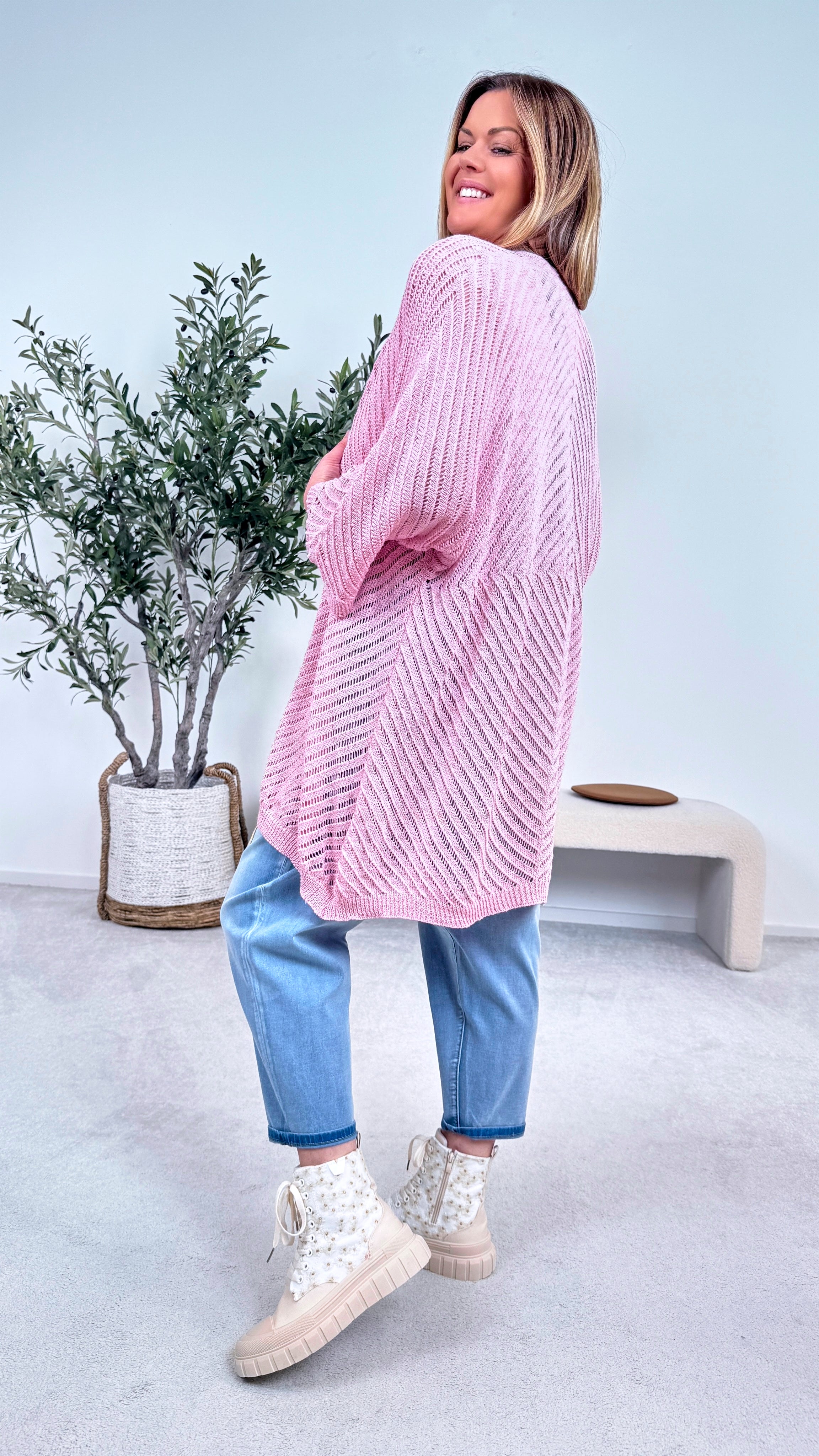 Netz Strickjacke Golden Hour *Rosa*