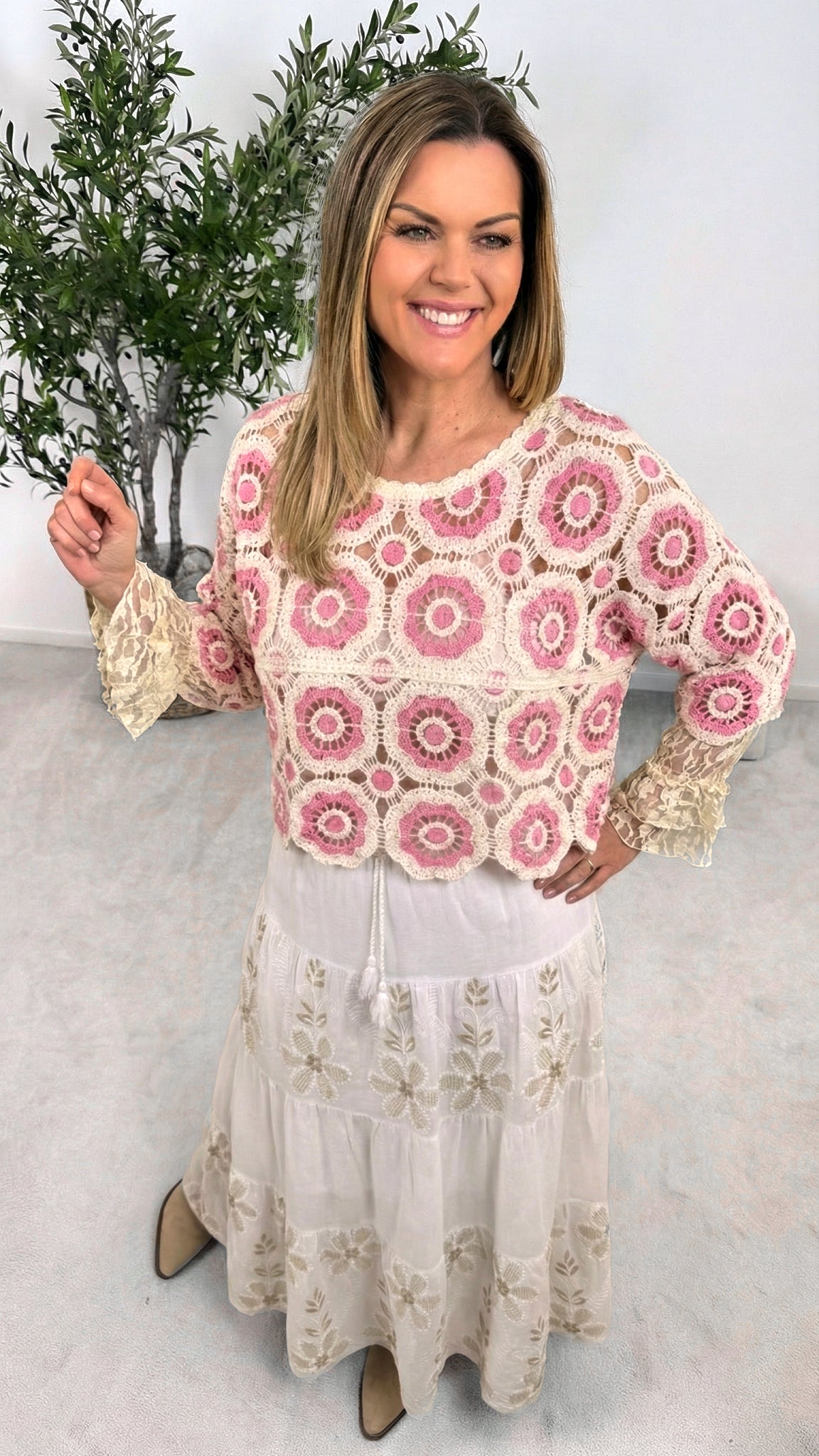 Häkelshirt Oasis Bloom *Rosa*