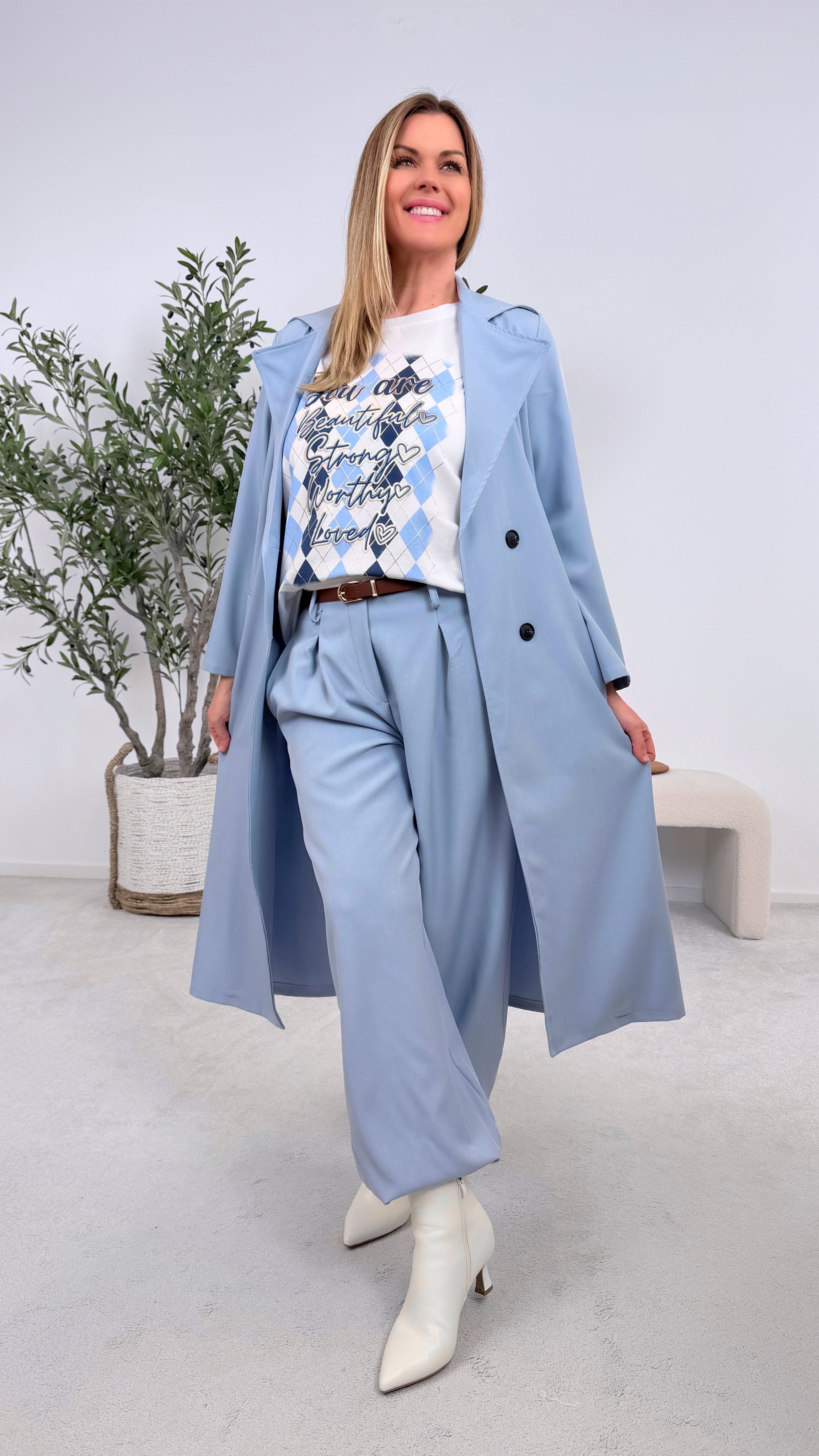 Dünner Trenchcoat Femme Authority *Jeansblau*