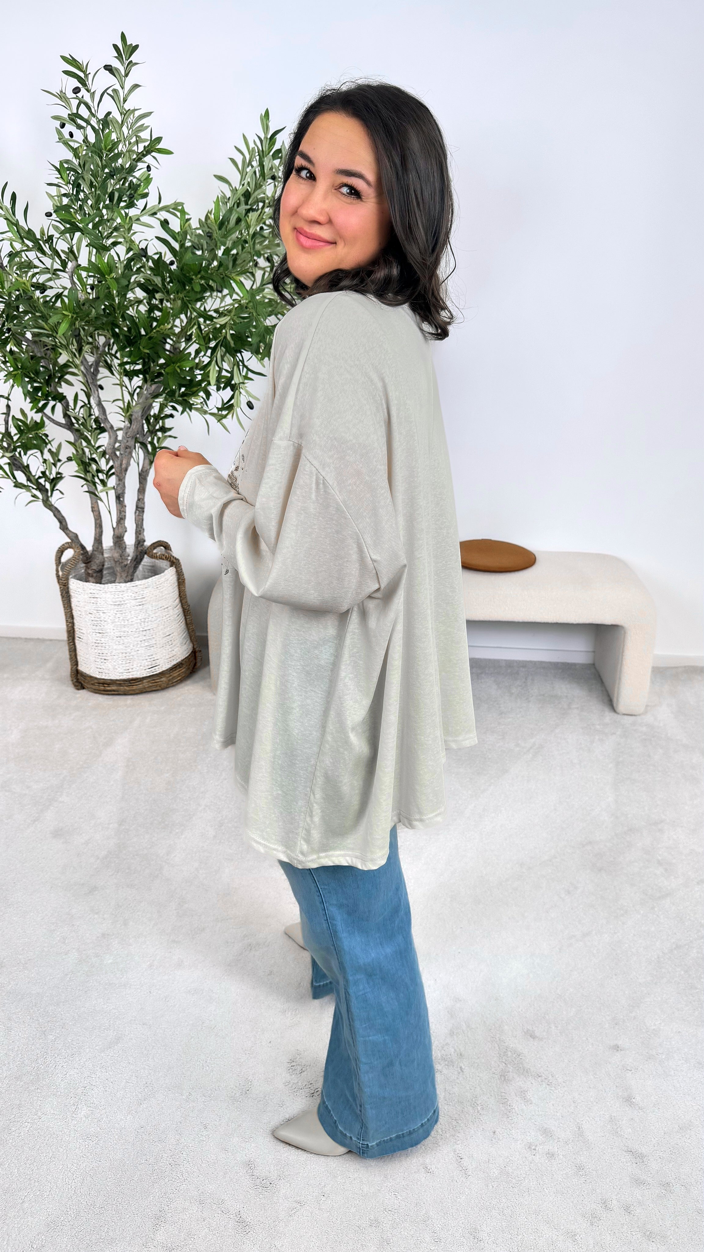 Dünnes Sweatshirt Flower Tree *Creme*