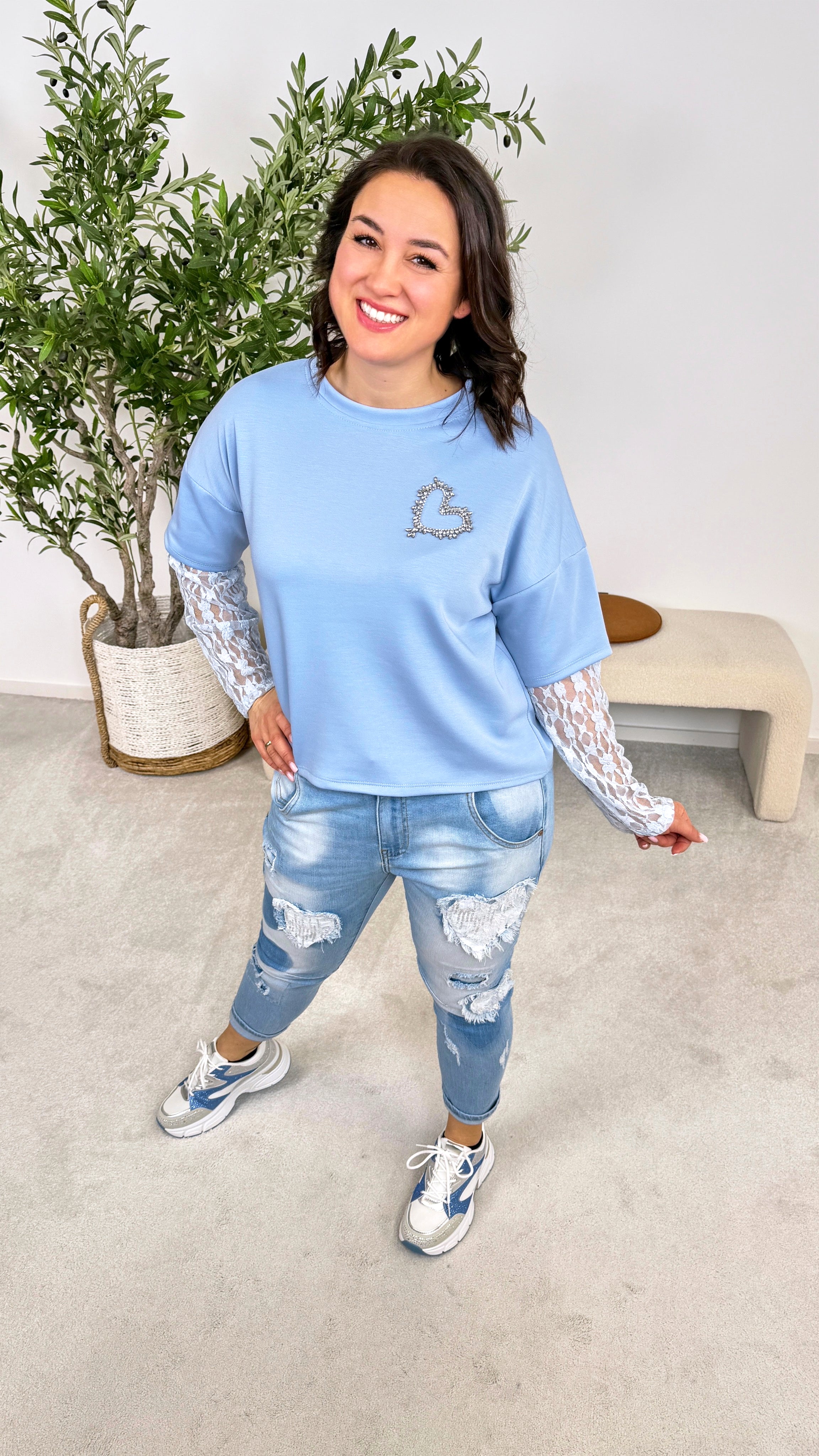 Sweatshirt Satin Heart *Blau*
