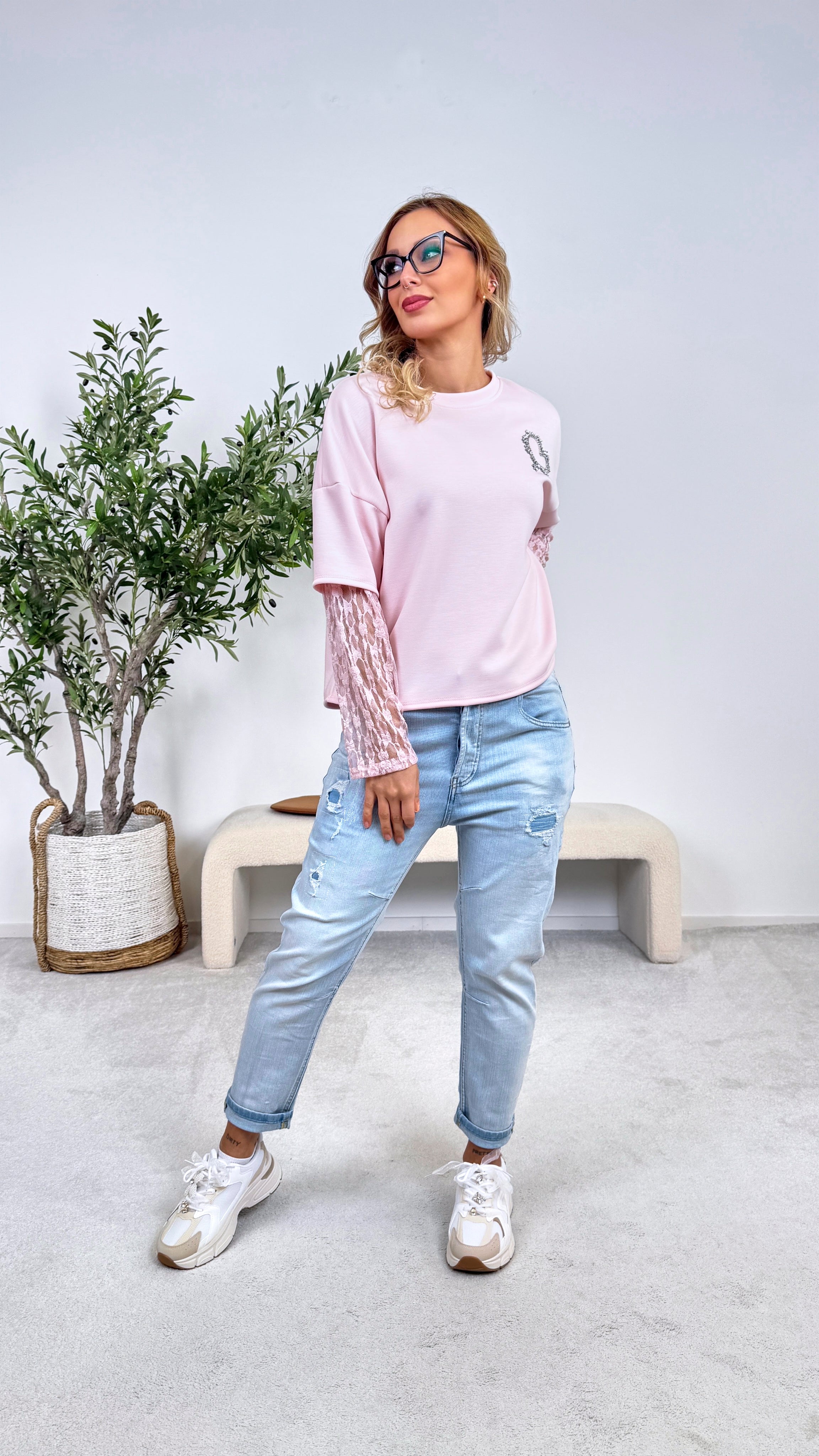 Sweatshirt Satin Heart *Rosa*