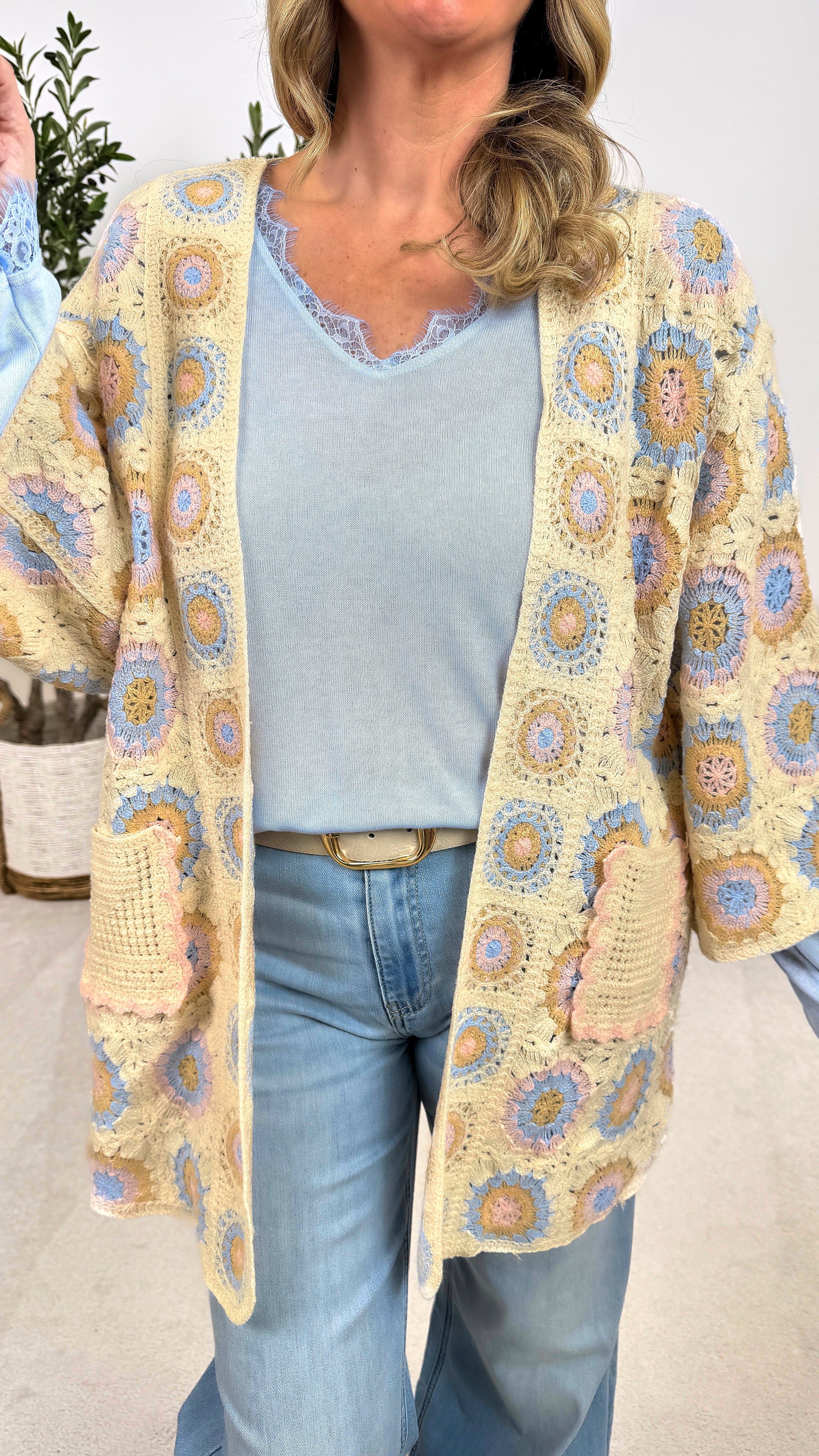 Häkel-Cardigan Festival ZS68042 *Hellblau/Beige*