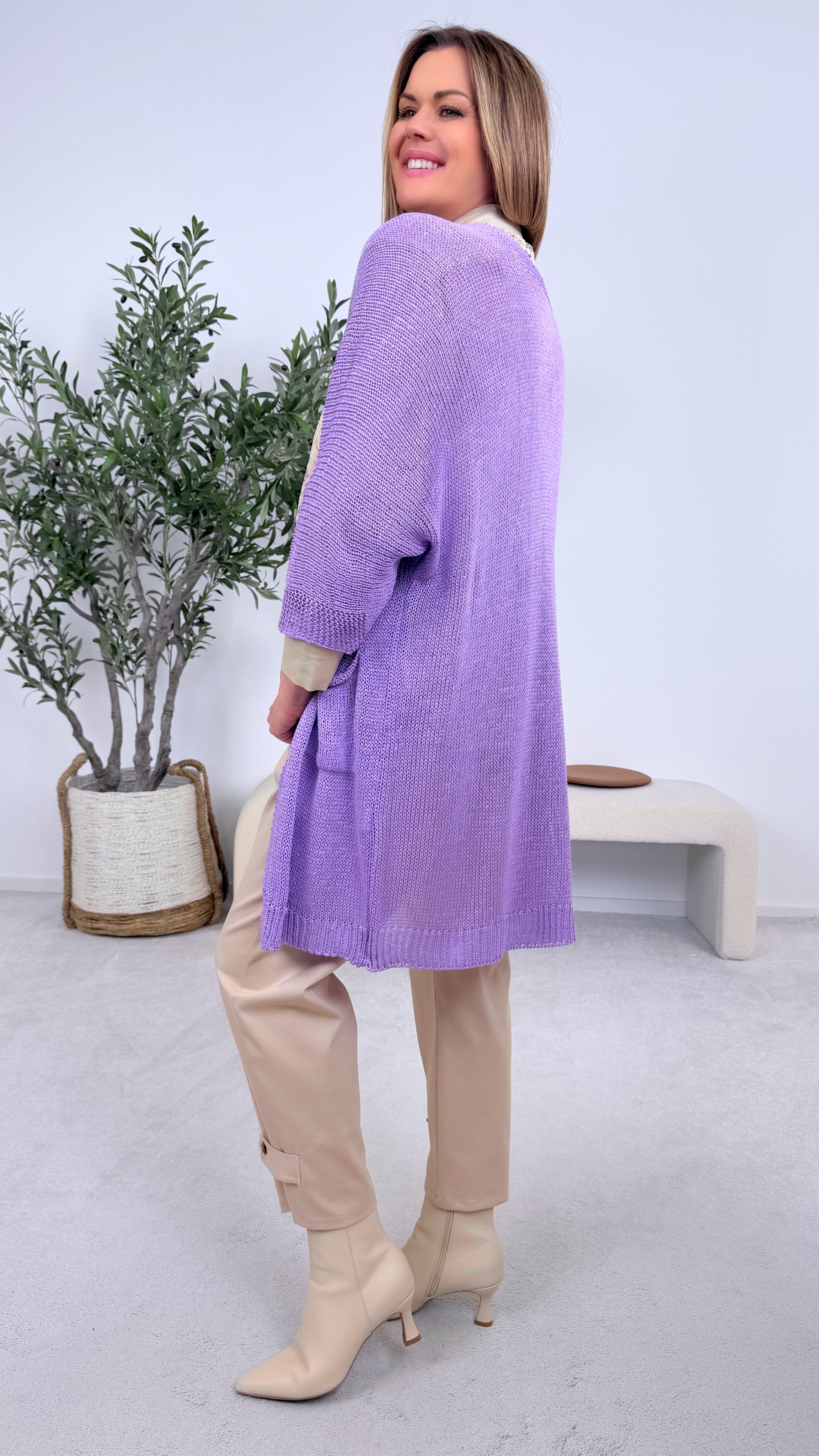 Netz-Strickjacke Turin *Lila*