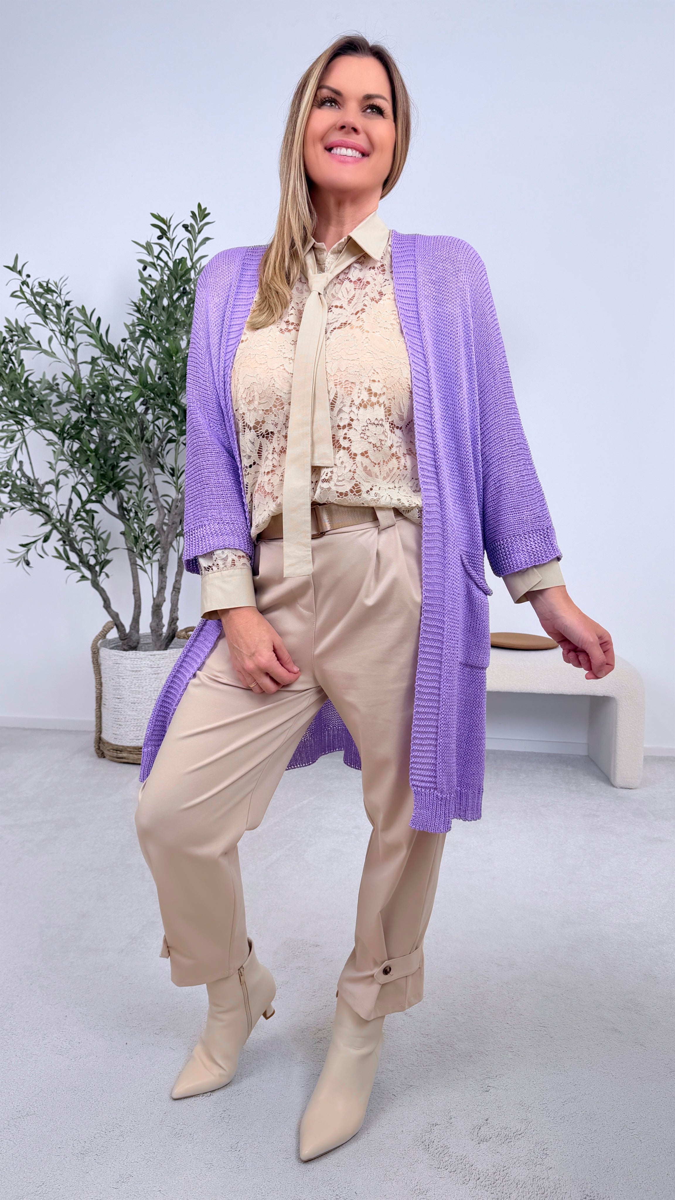 Netz-Strickjacke Turin *Lila*