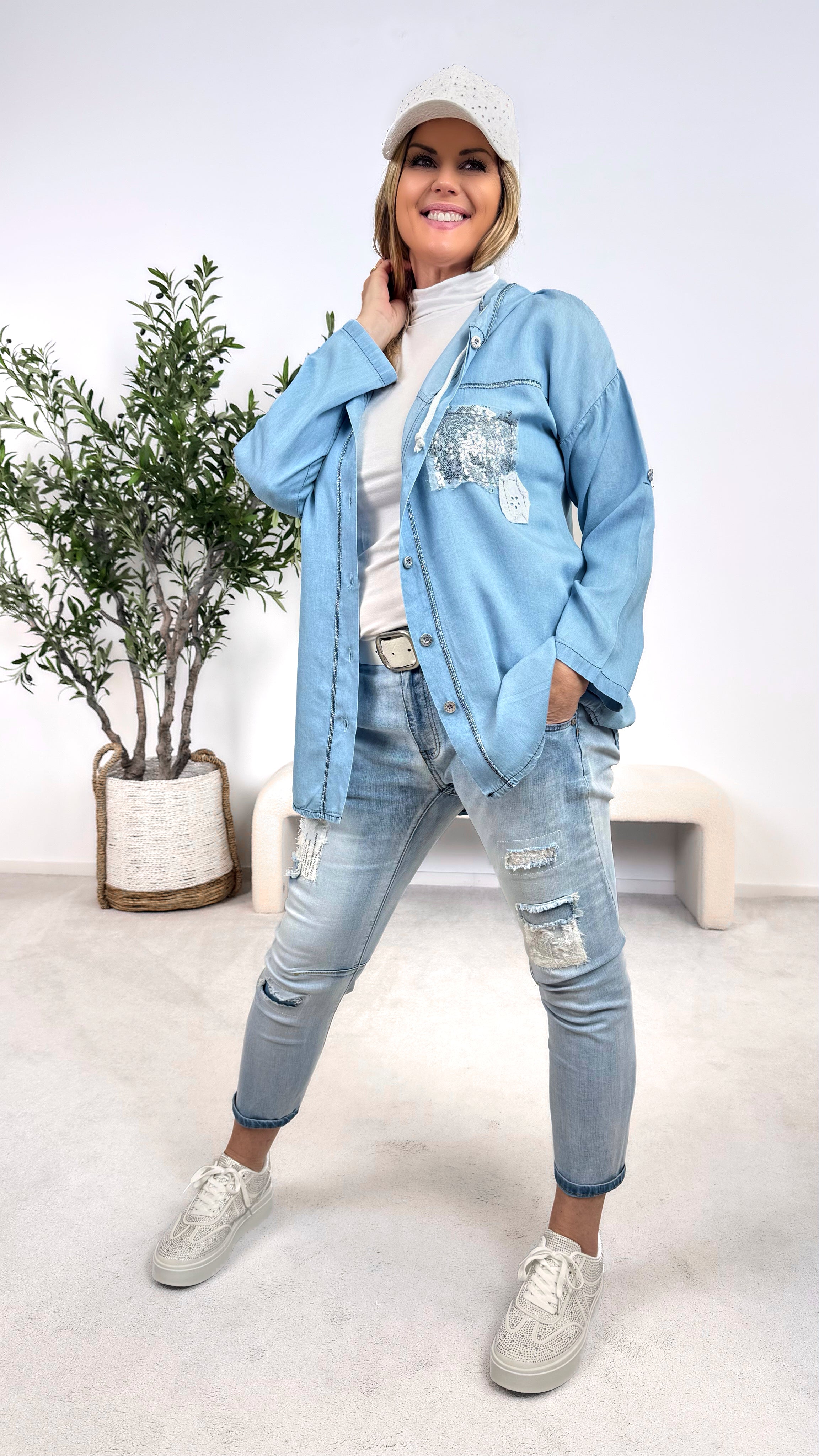 Bluse Power Girl *Hellblau*