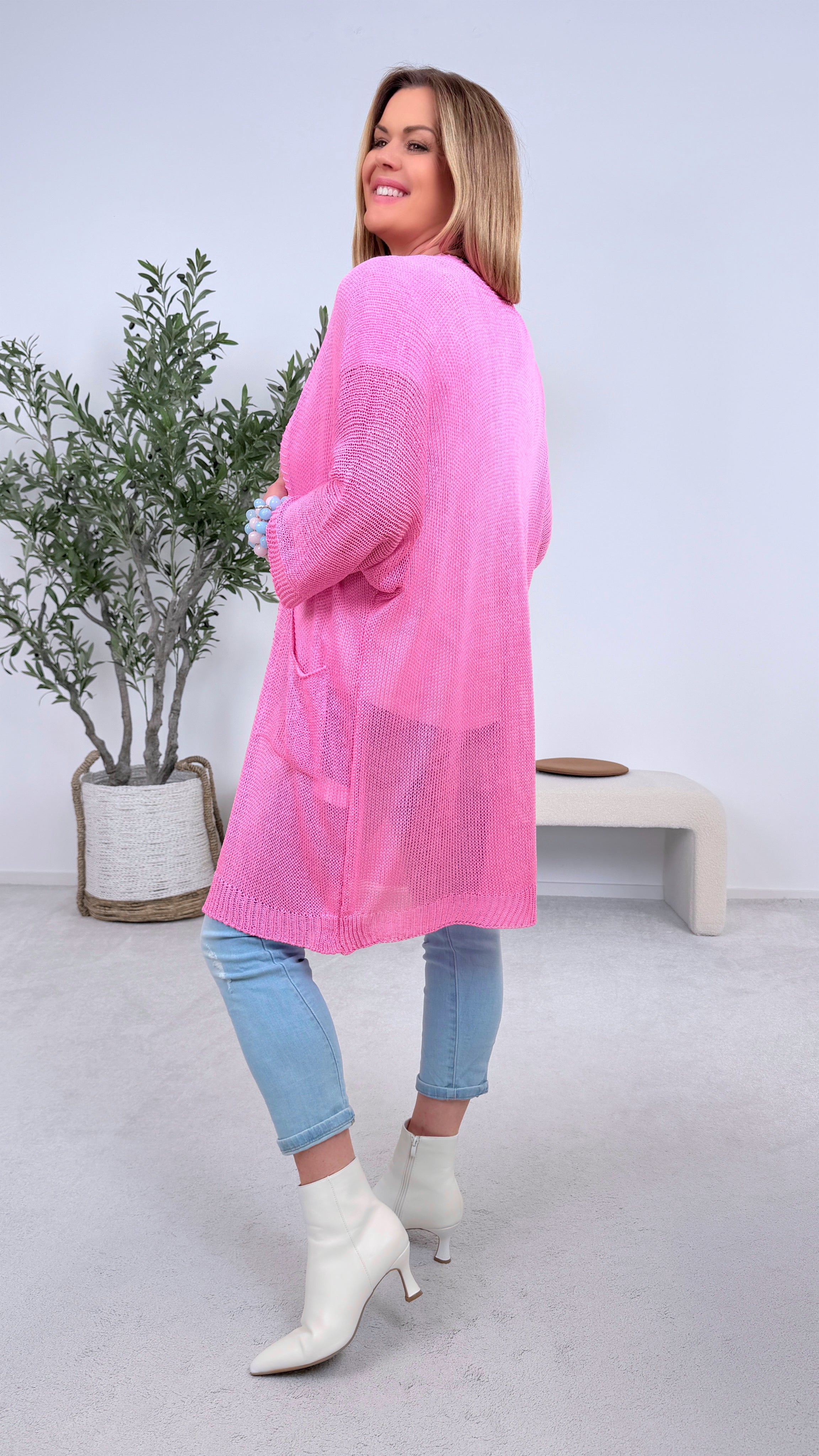 Netz-Strickjacke Turin *Rosa*