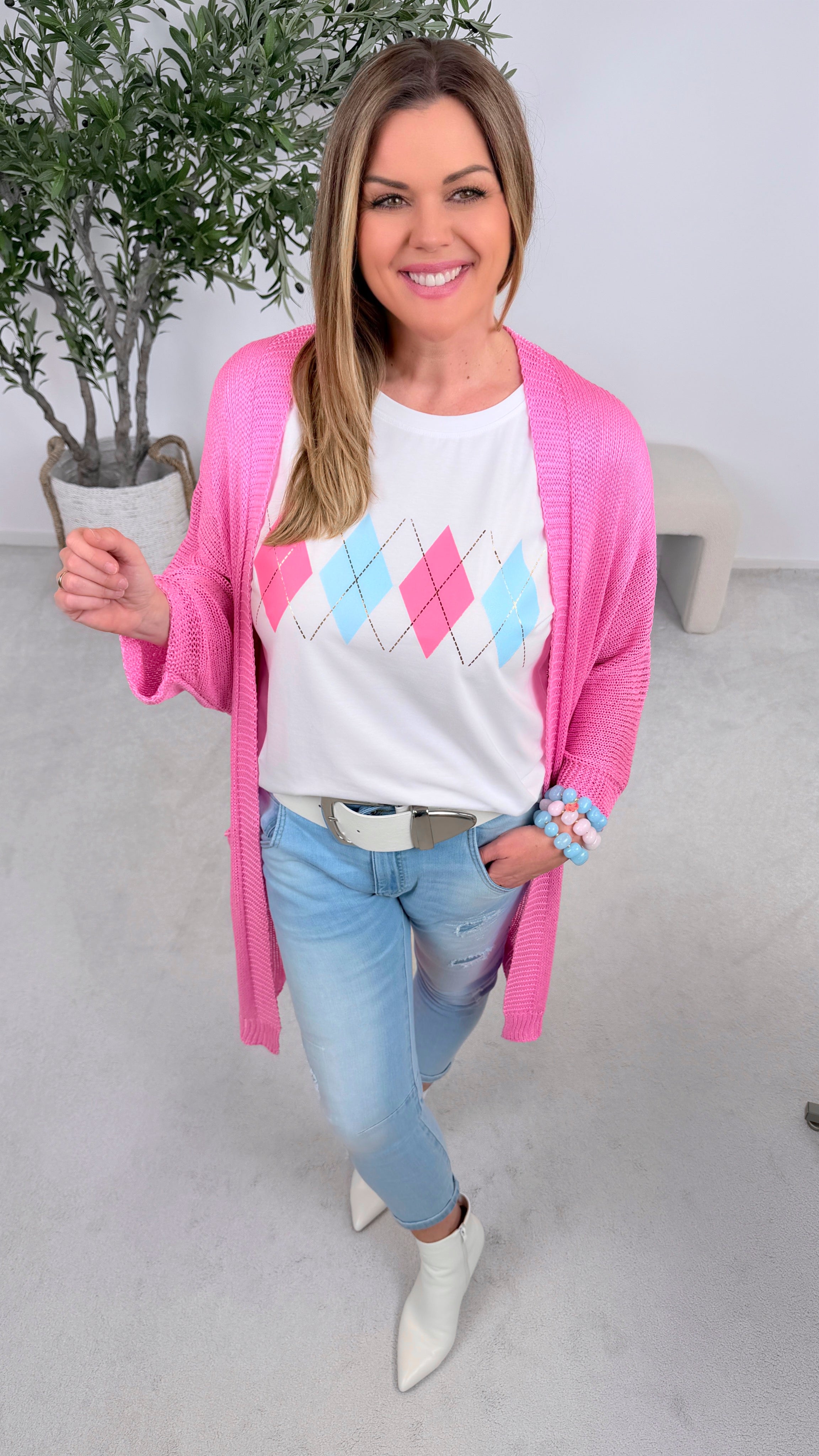 Netz-Strickjacke Turin *Rosa*