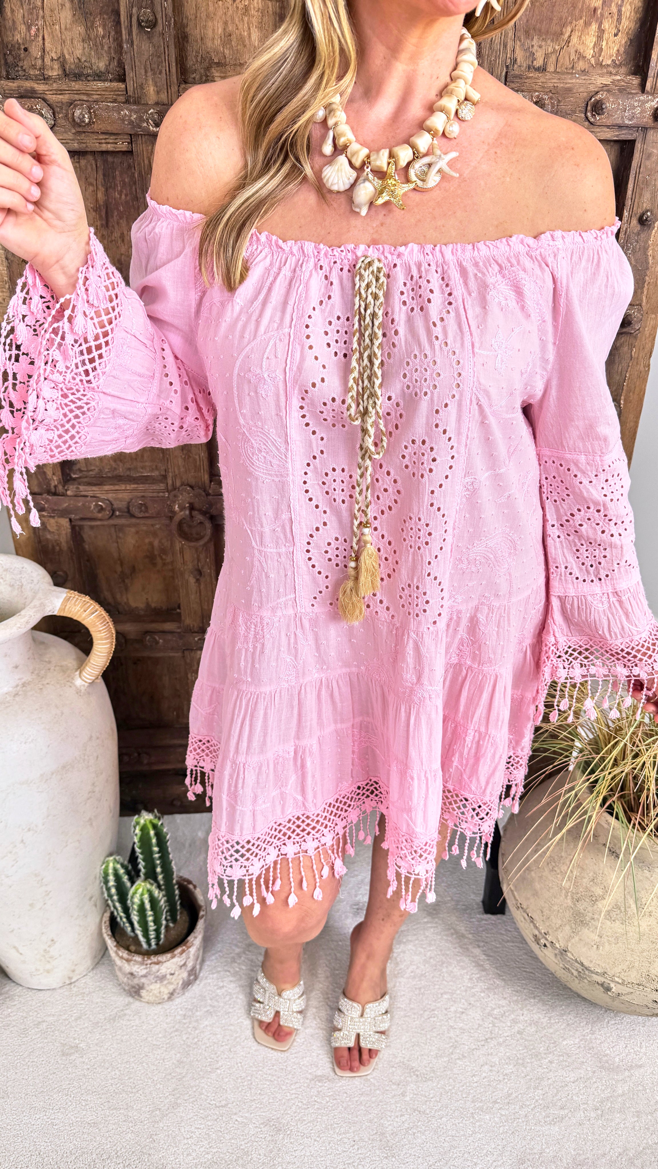 Tunkia-Kleid Soft Boho Fringe *Rosa*